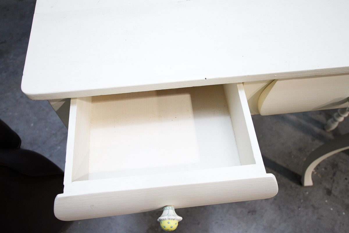 Vintage Cream-Painted Writing Desk and Accent Table