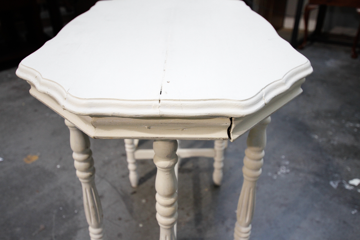 Vintage Cream-Painted Writing Desk and Accent Table