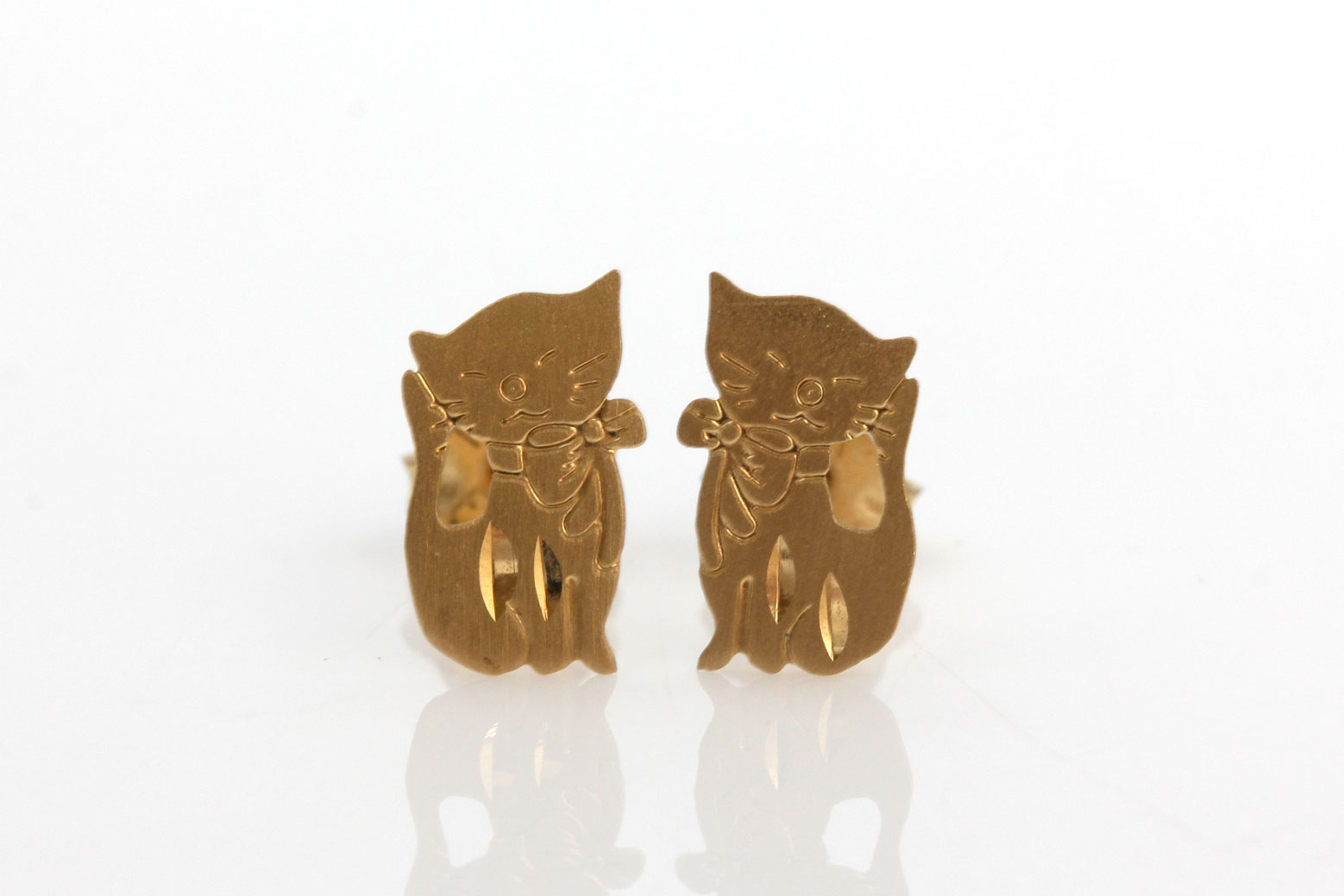 14K Yellow Gold "Pretty Kitty" Studs
