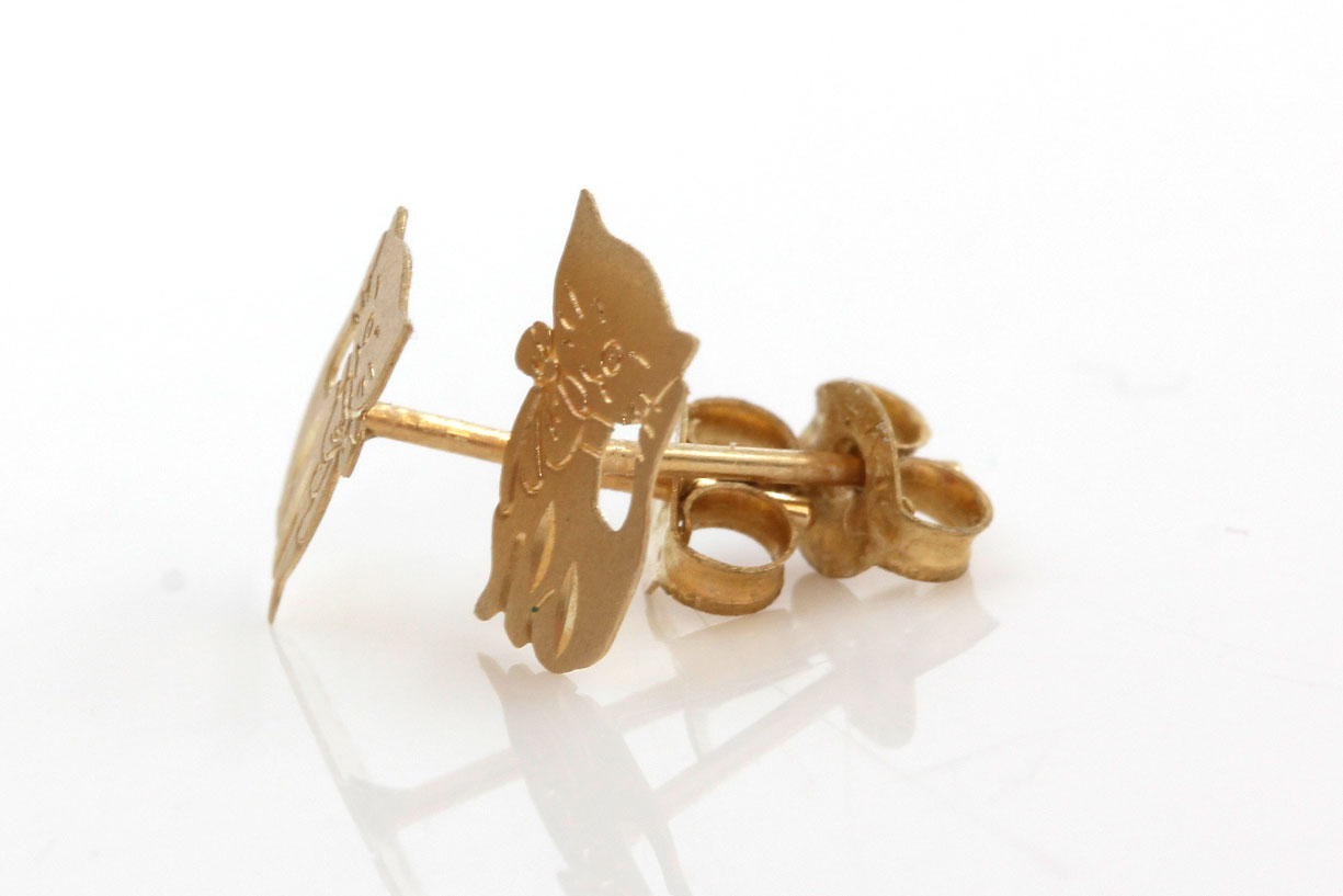 14K Yellow Gold "Pretty Kitty" Studs