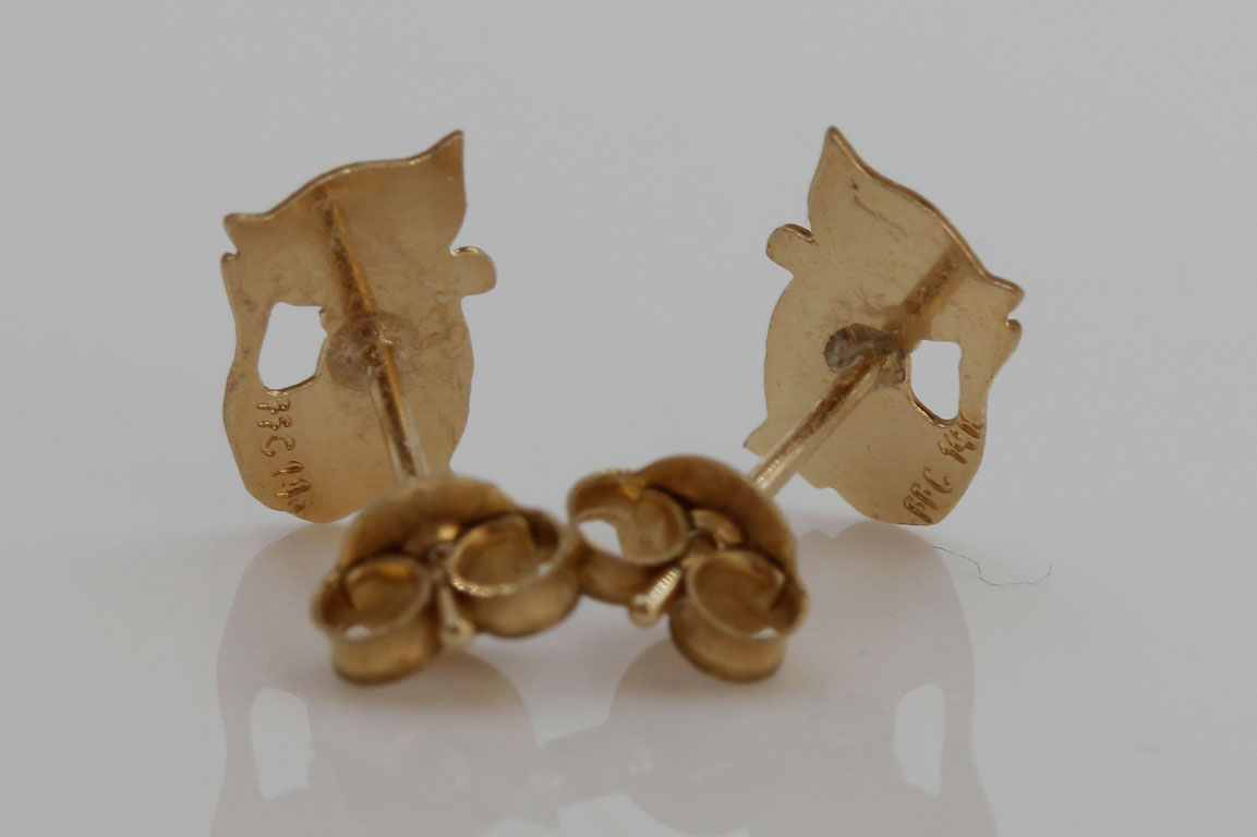 14K Yellow Gold "Pretty Kitty" Studs