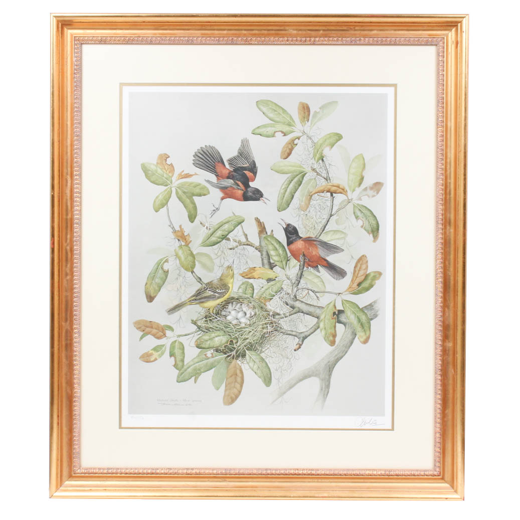 Basil Ede Signed "Orchard Oriole" Offset Lithograph Print
