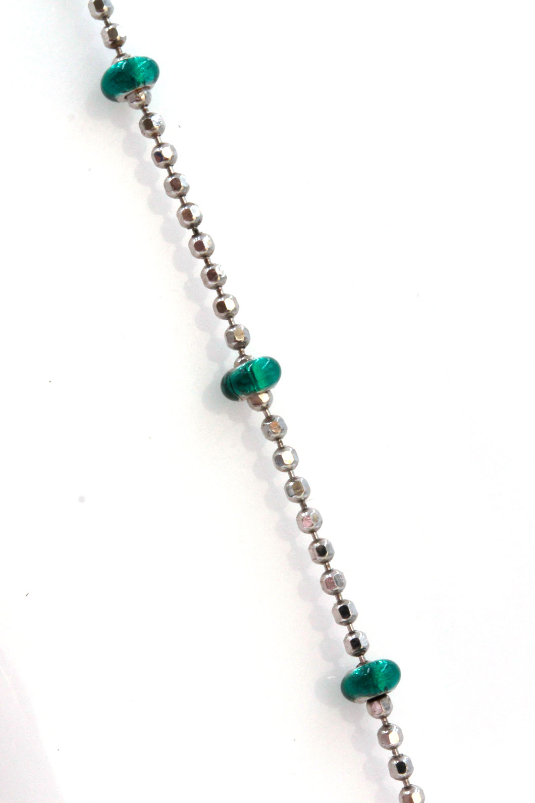 14K White Gold Green Bead Necklace