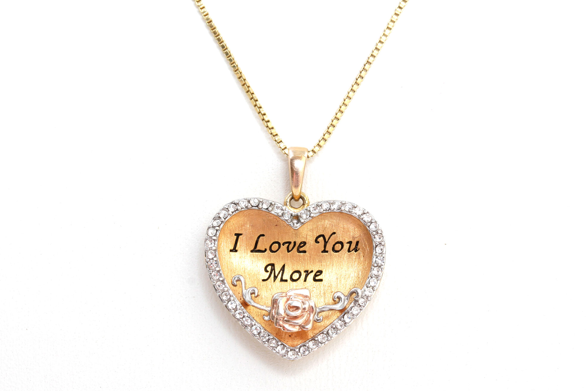 Gold Plated Sterling Silver "I Love You More" Pendant Necklace