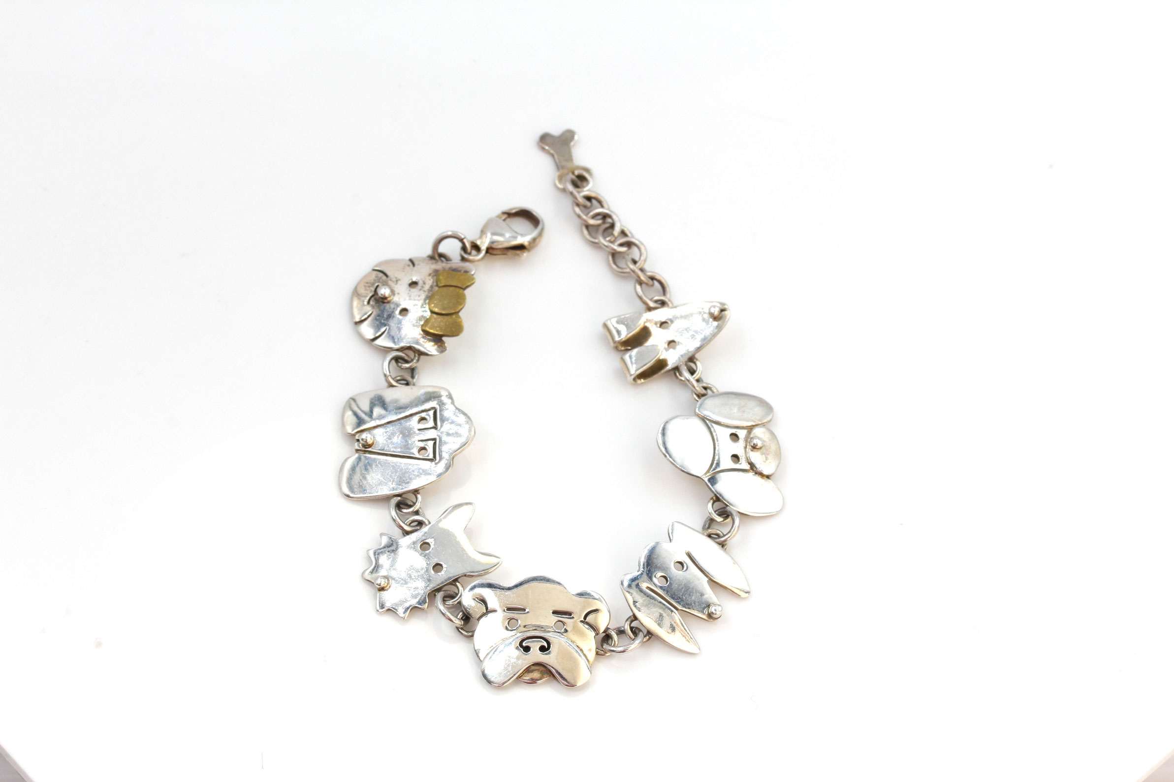 Mexican Sterling Silver Puppy Face Bracelet