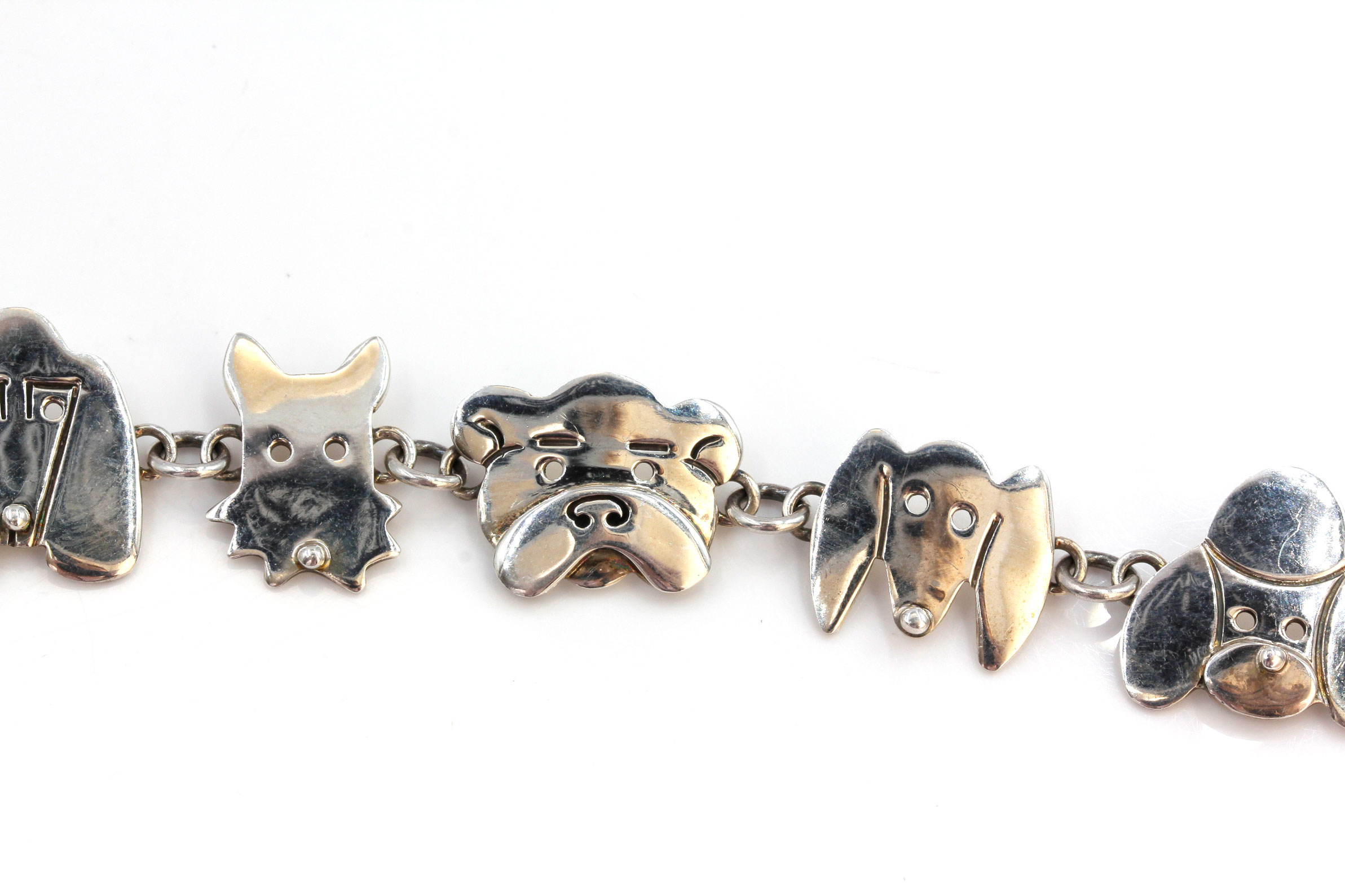 Mexican Sterling Silver Puppy Face Bracelet