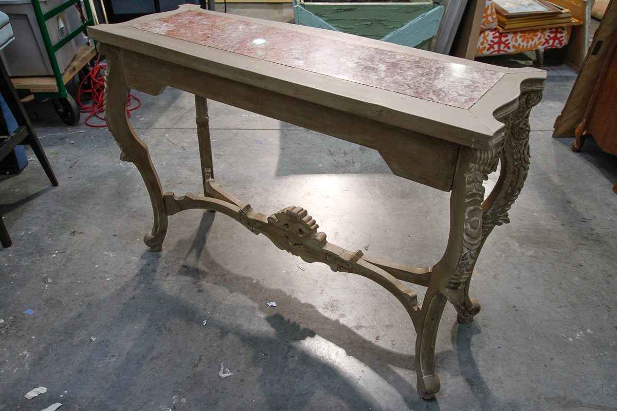 Rococo Style Console Table With Composite Marble Top