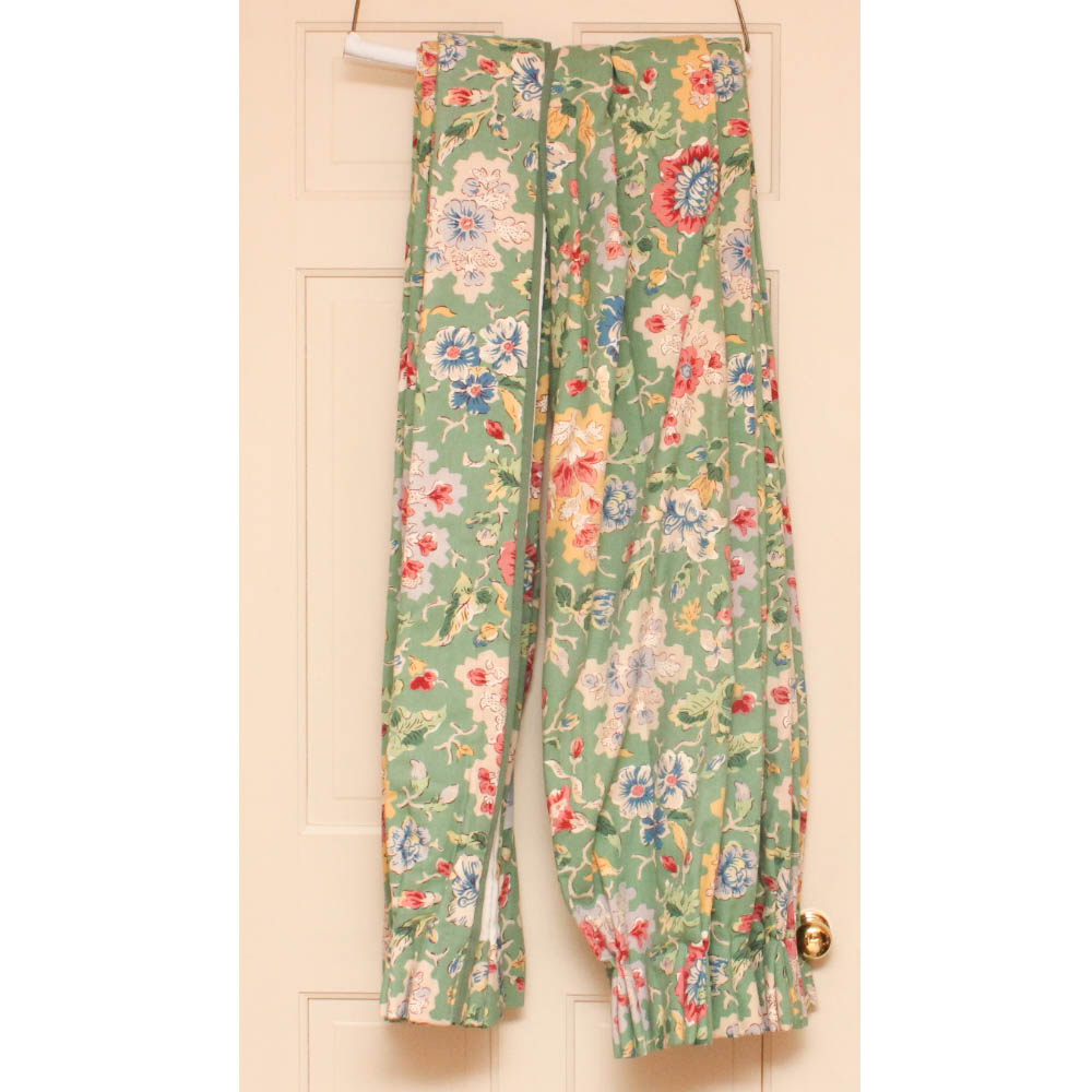 Green Floral Curtain Panels and Valence