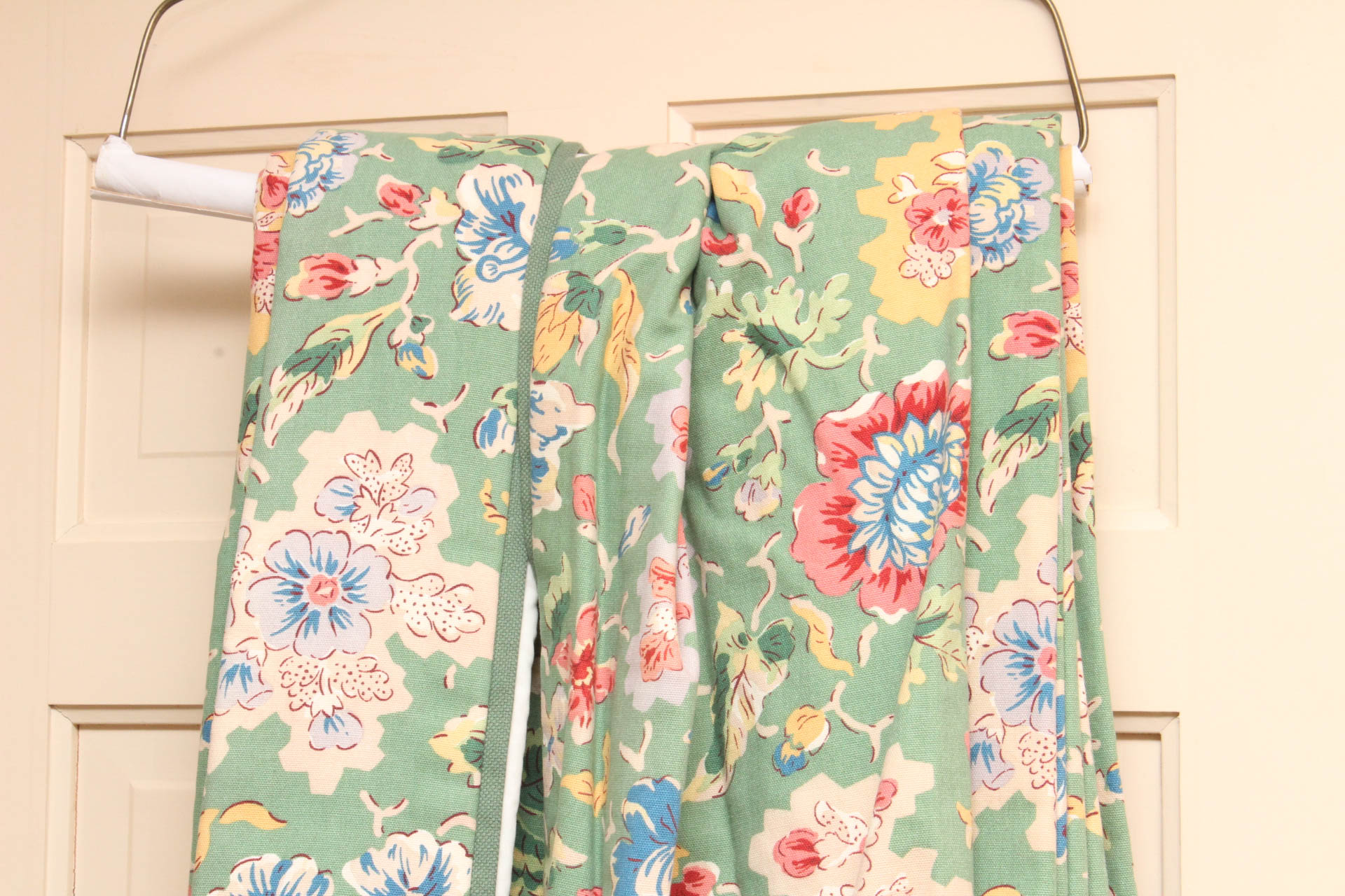 Green Floral Curtain Panels and Valence