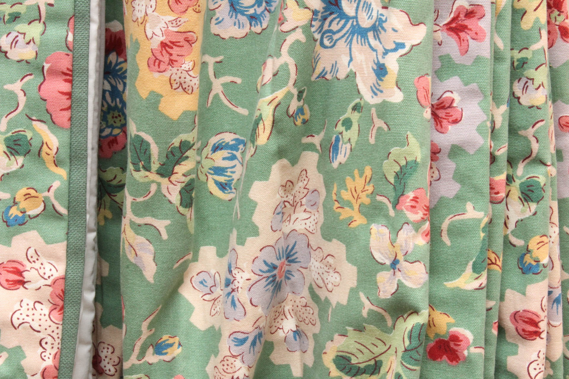 Green Floral Curtain Panels and Valence