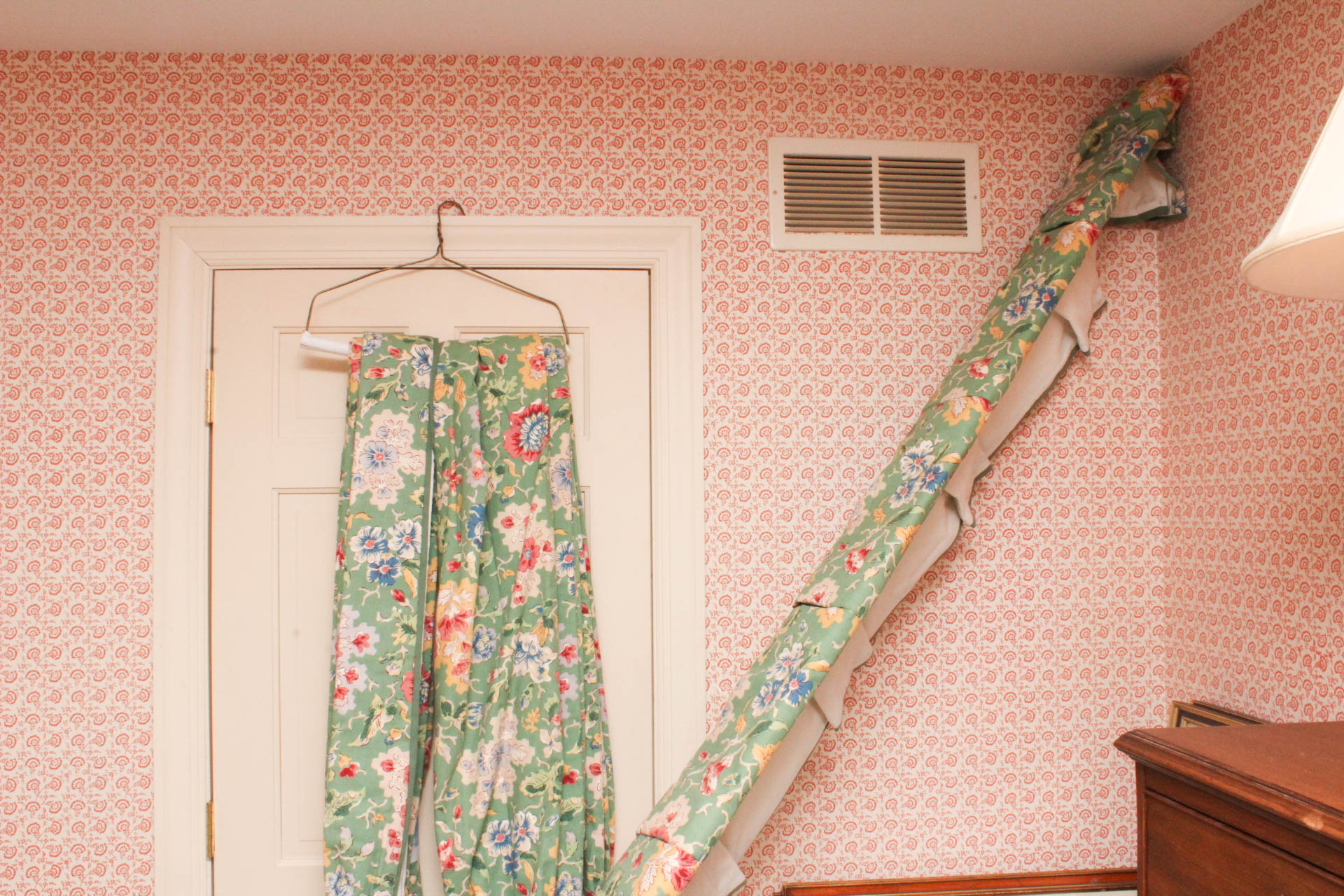 Green Floral Curtain Panels and Valence