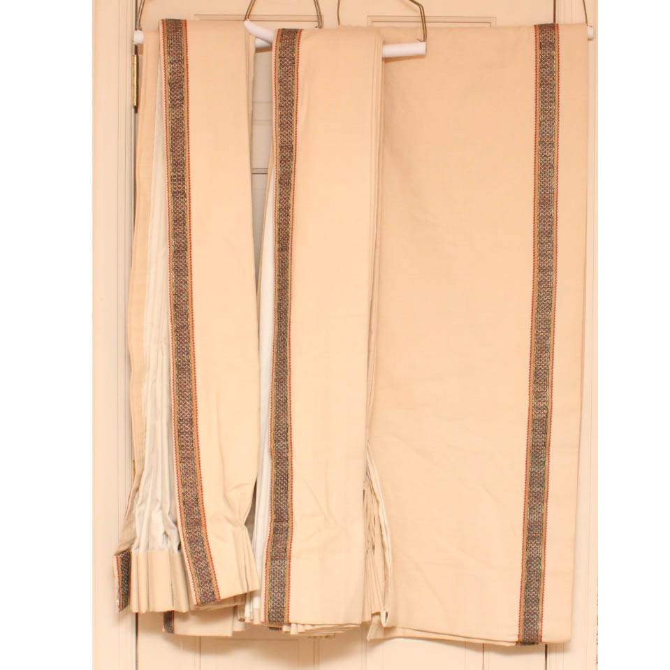 Ribbon Trimmed Curtain Panels and Valence