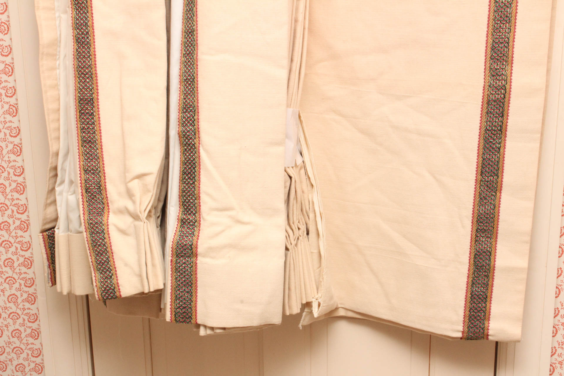 Ribbon Trimmed Curtain Panels and Valence