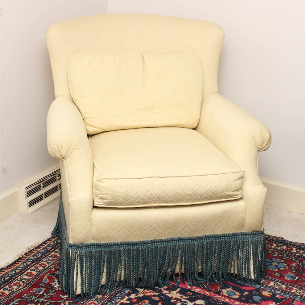 Fringe Accented Upholstered Armchair by Sherrill