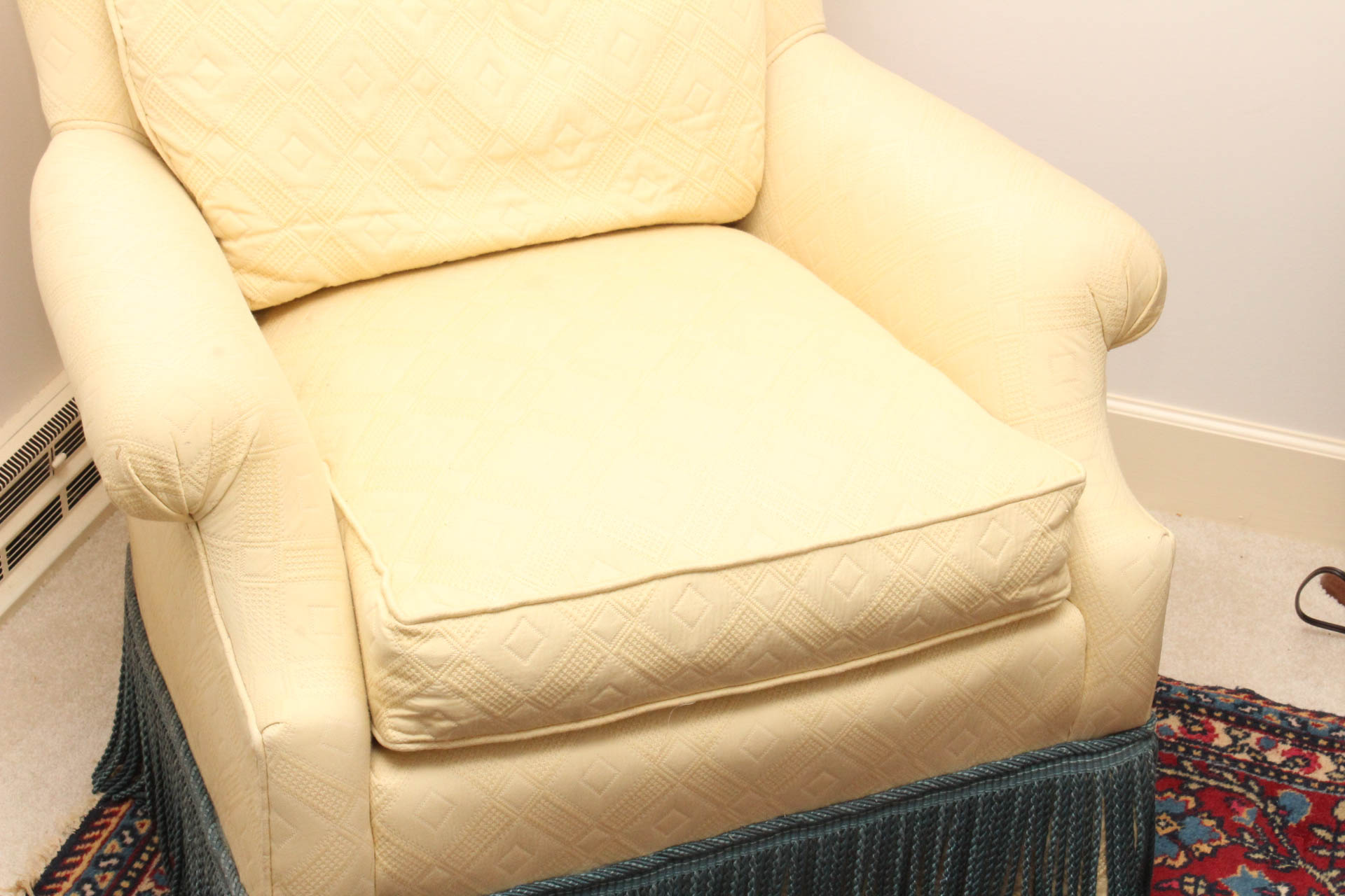 Fringe Accented Upholstered Armchair by Sherrill