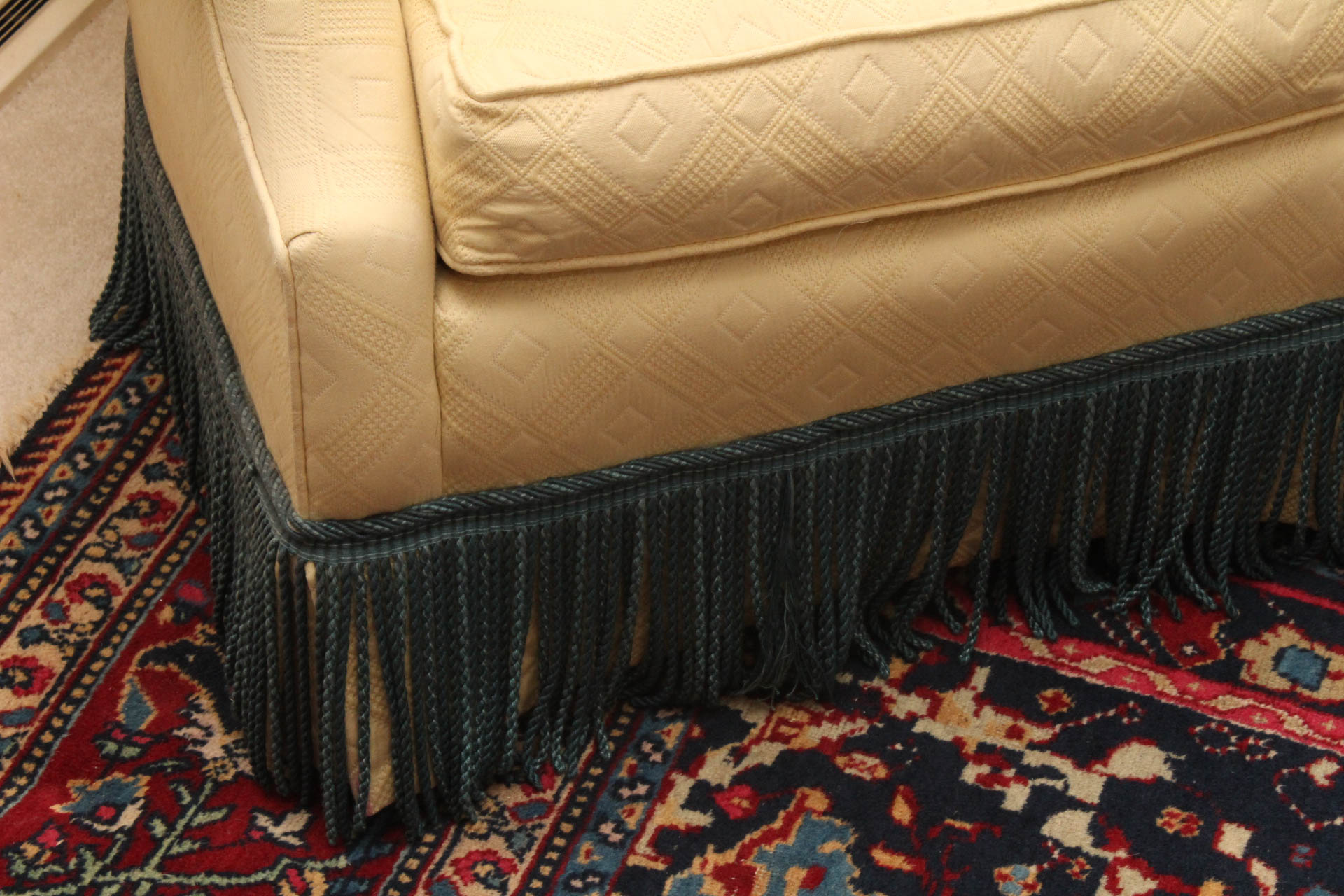 Fringe Accented Upholstered Armchair by Sherrill