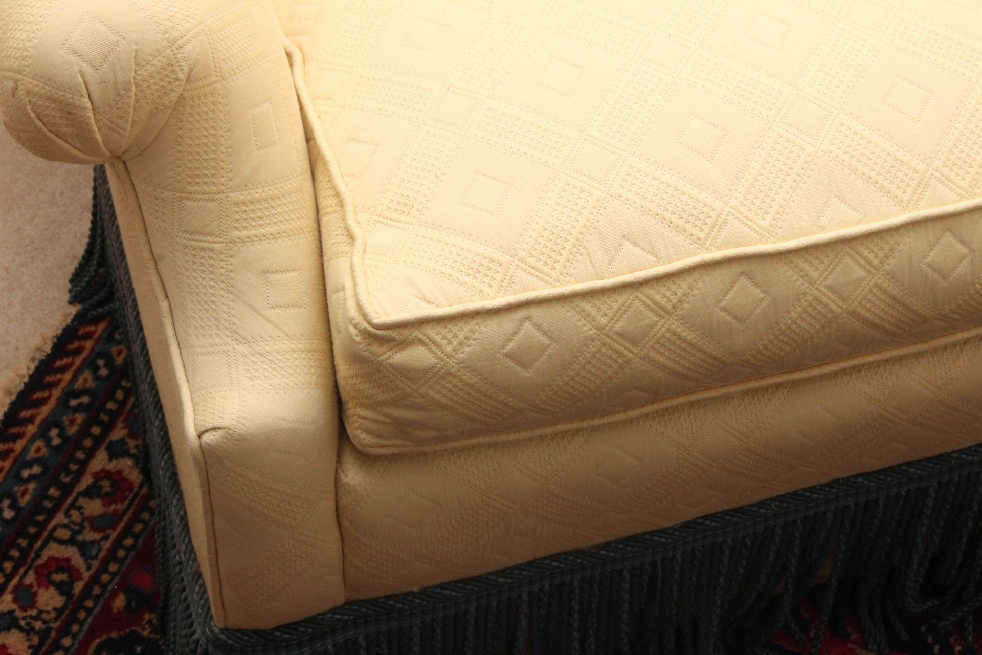 Fringe Accented Upholstered Armchair by Sherrill