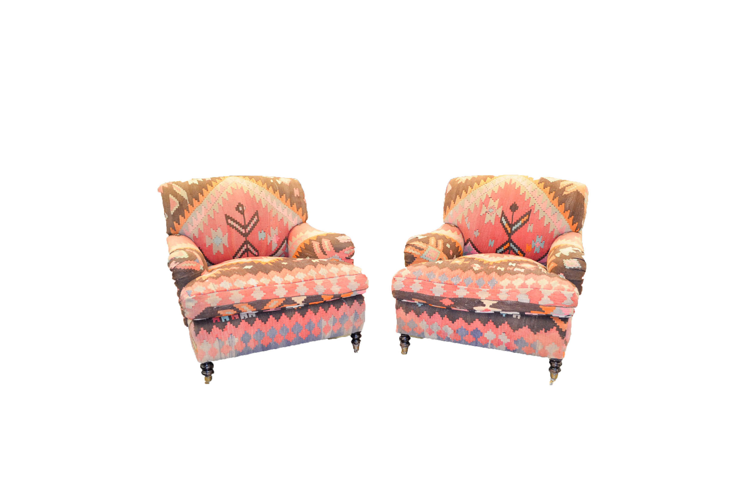 Kilim Upholstered Armchairs