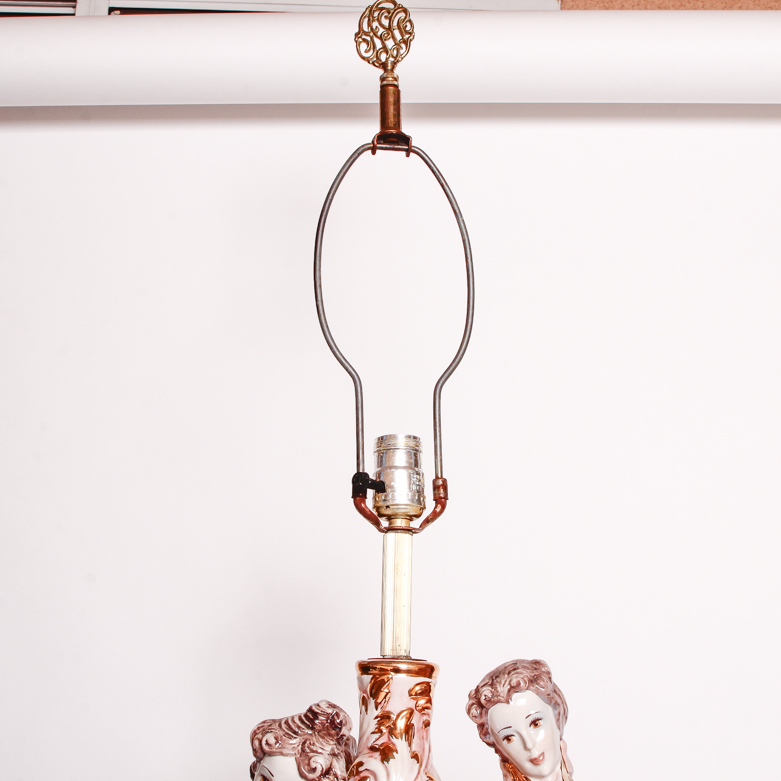 Vintage Capodimonte Style Porcelain Figural Table Lamp