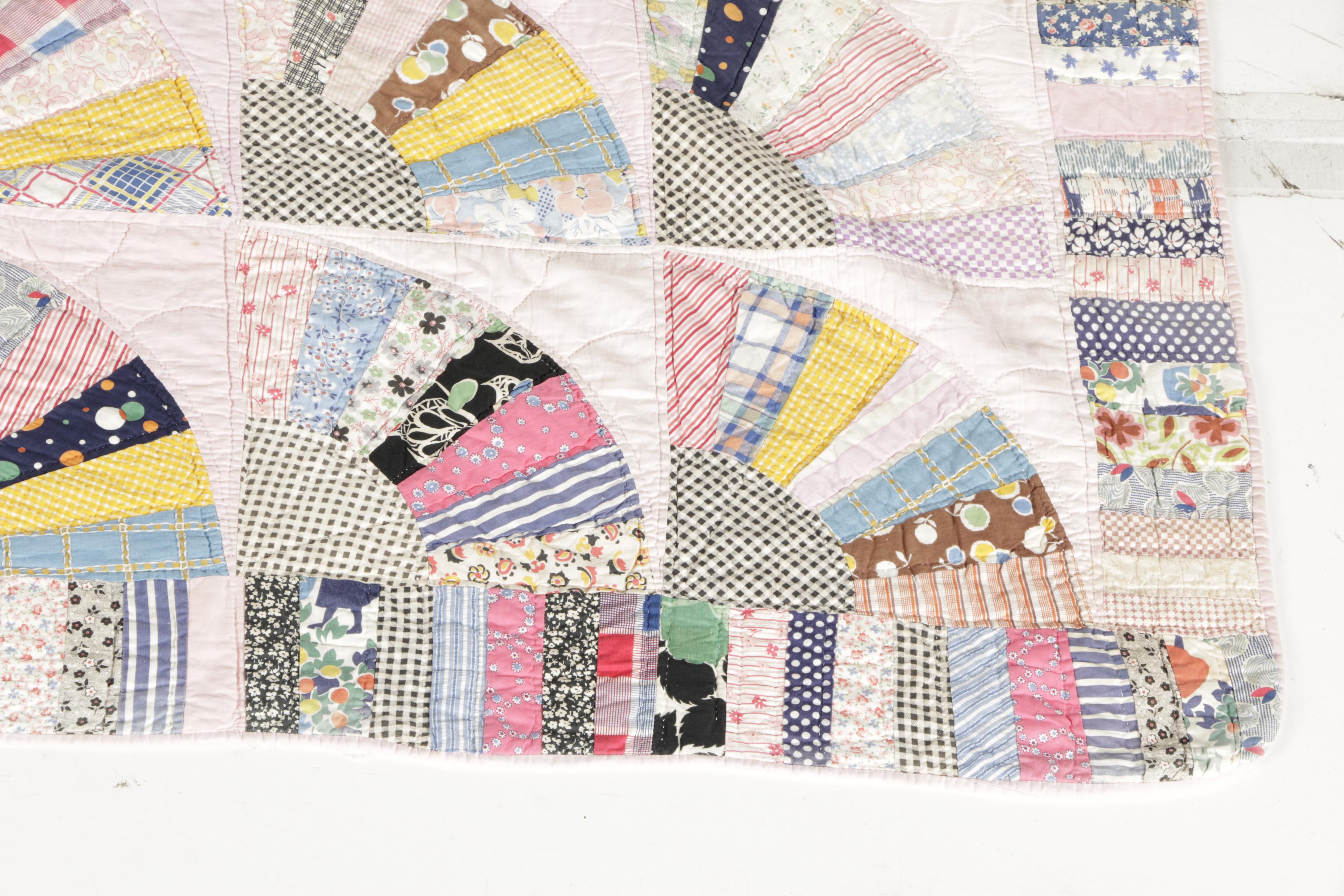 "Grandmother's Fan" Block Handmade Quilt