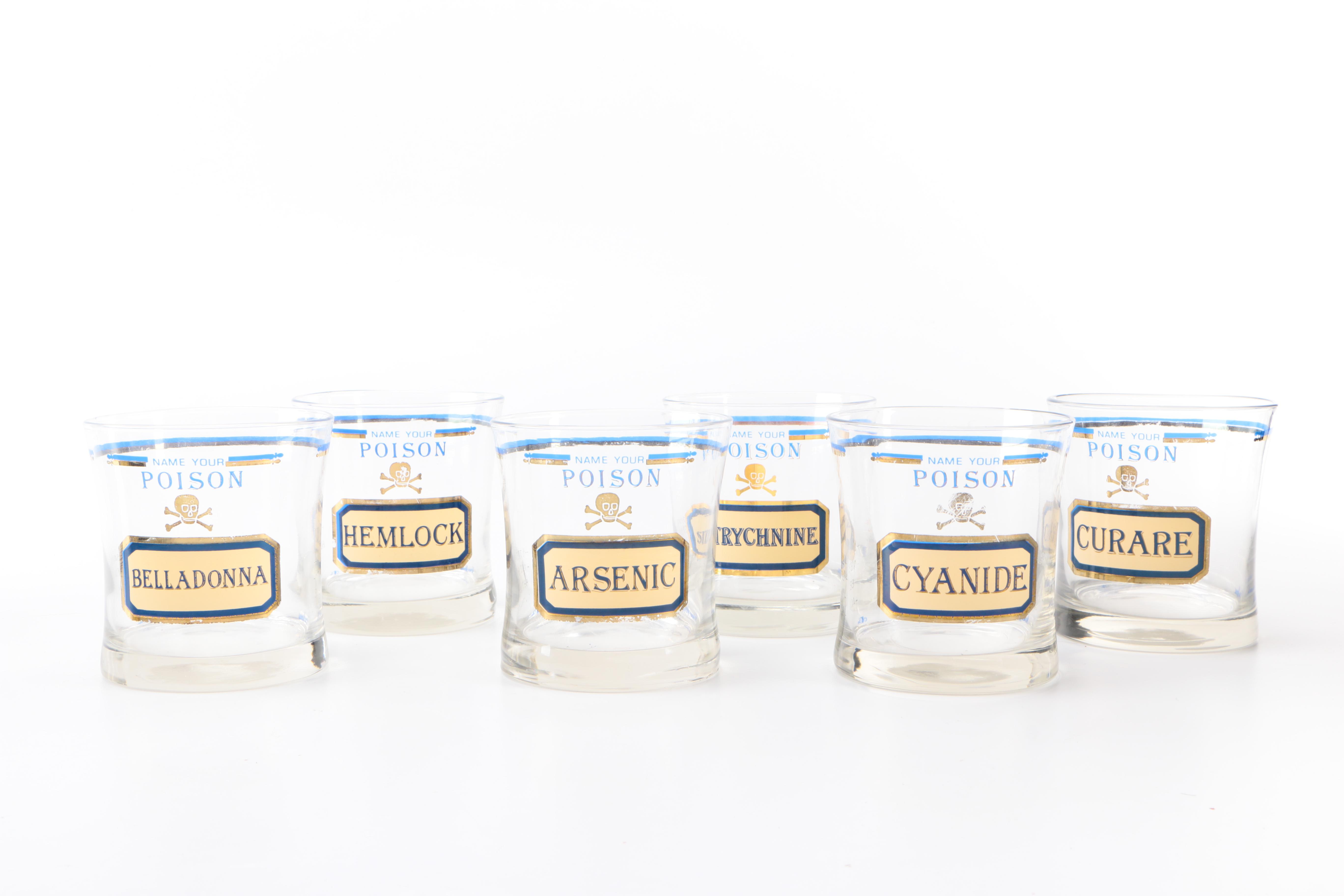 Assorted Poison Drinking Glasses and Medical Supplies