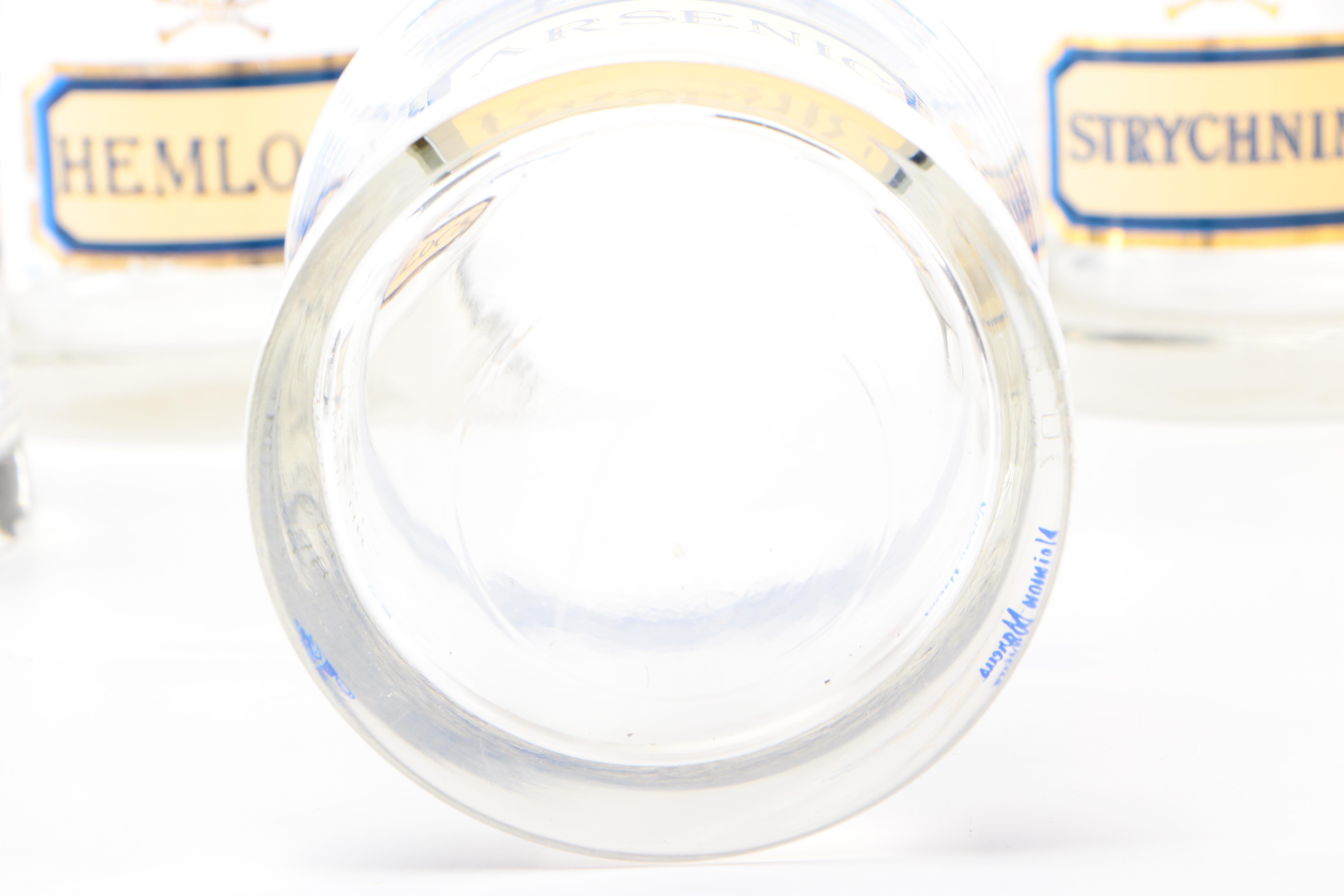 Assorted Poison Drinking Glasses and Medical Supplies