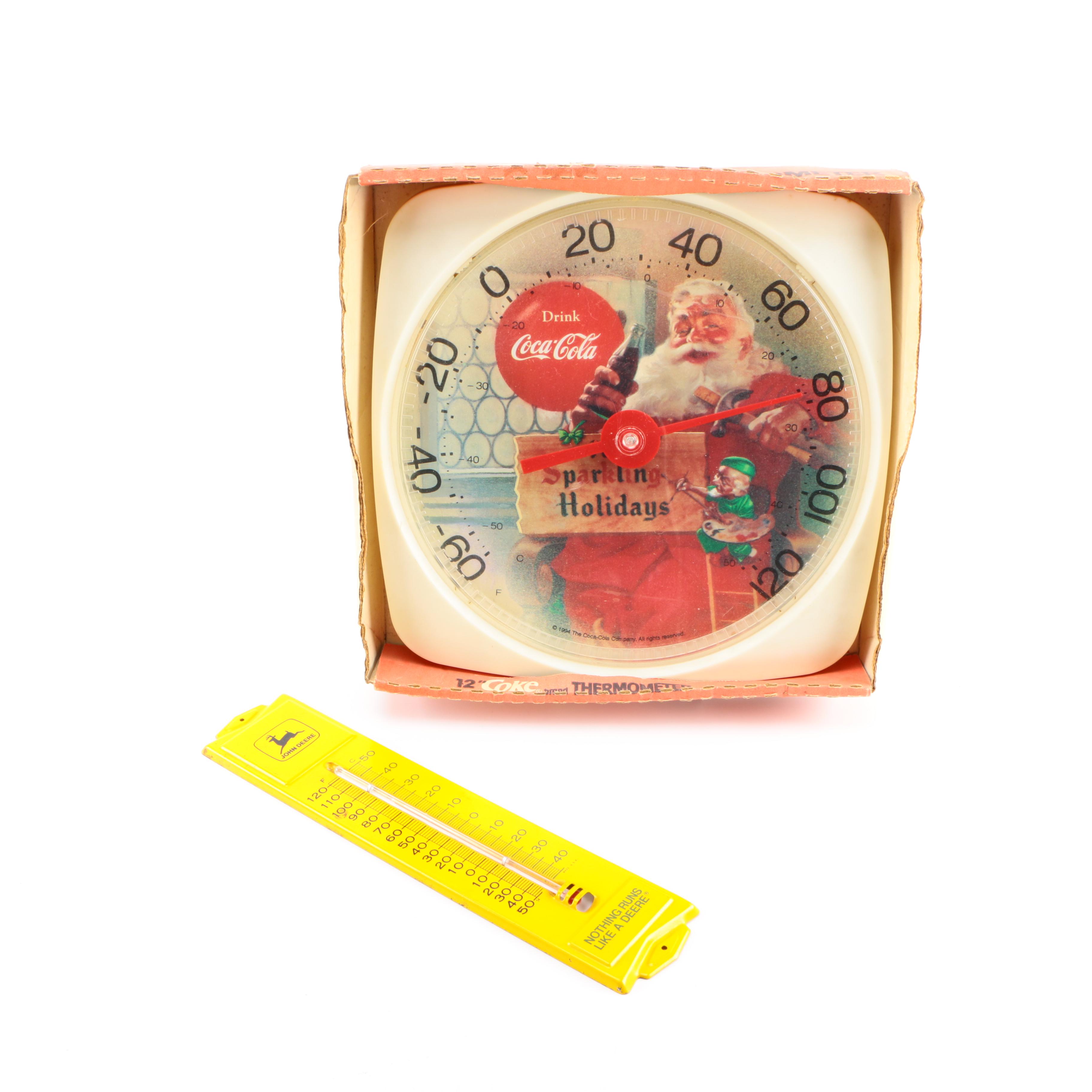Coca-Cola and John Deere Thermometers