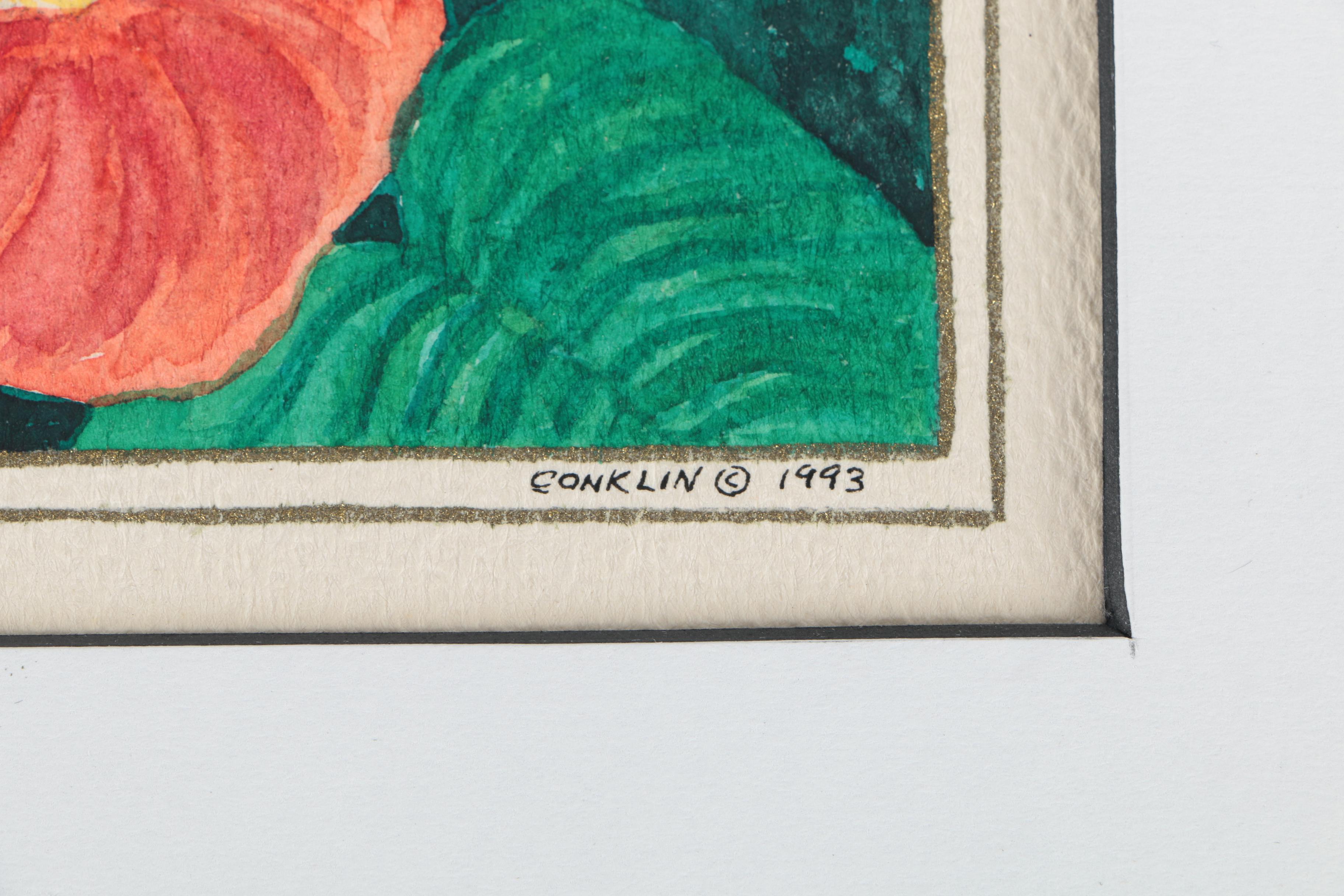 Conklin 1993 Six-Panel Watercolor on Paper of Hawaiian Scenes