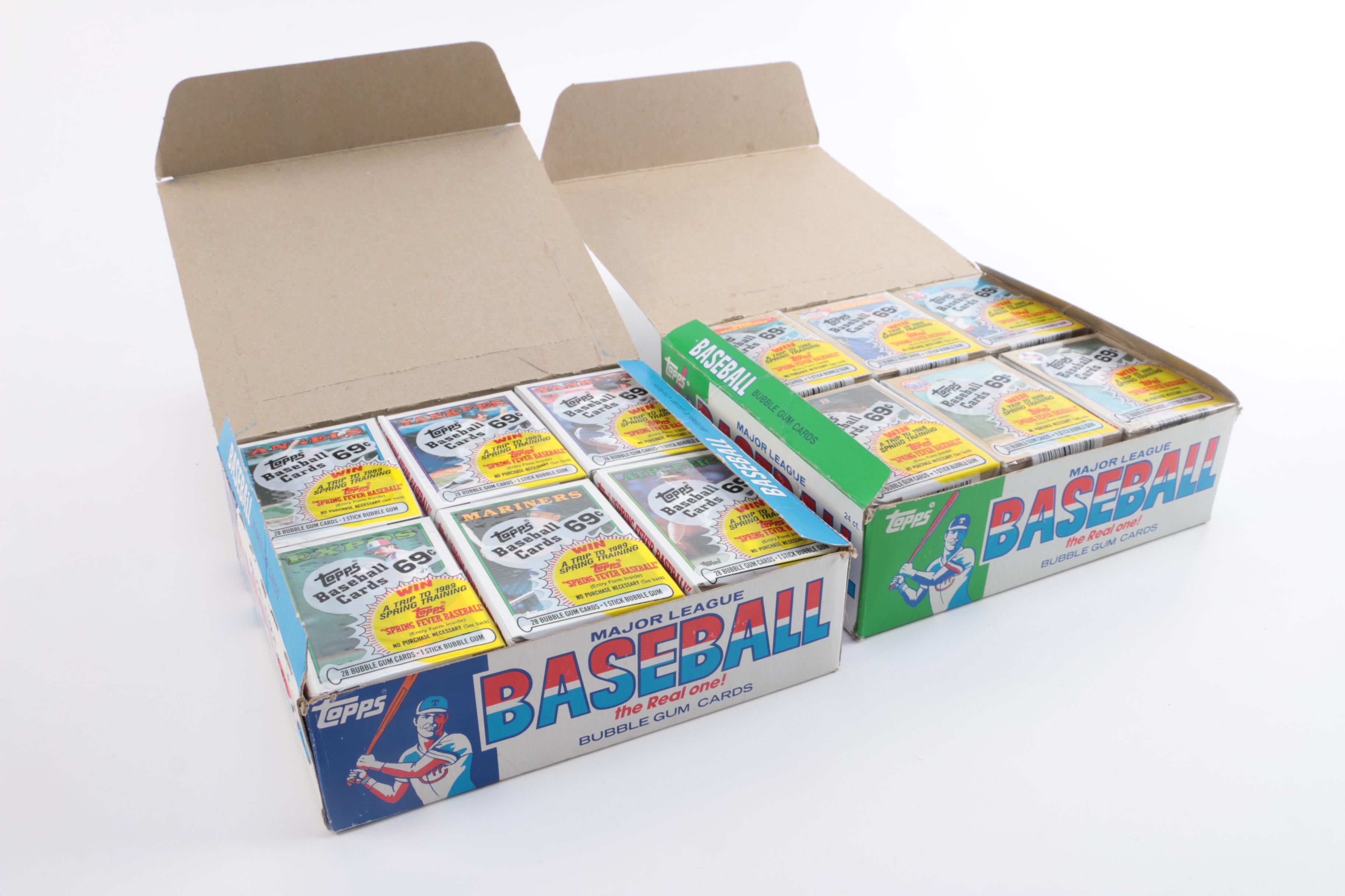Boxes of Sealed 1987 and 1988 Topps Baseball Card Packs