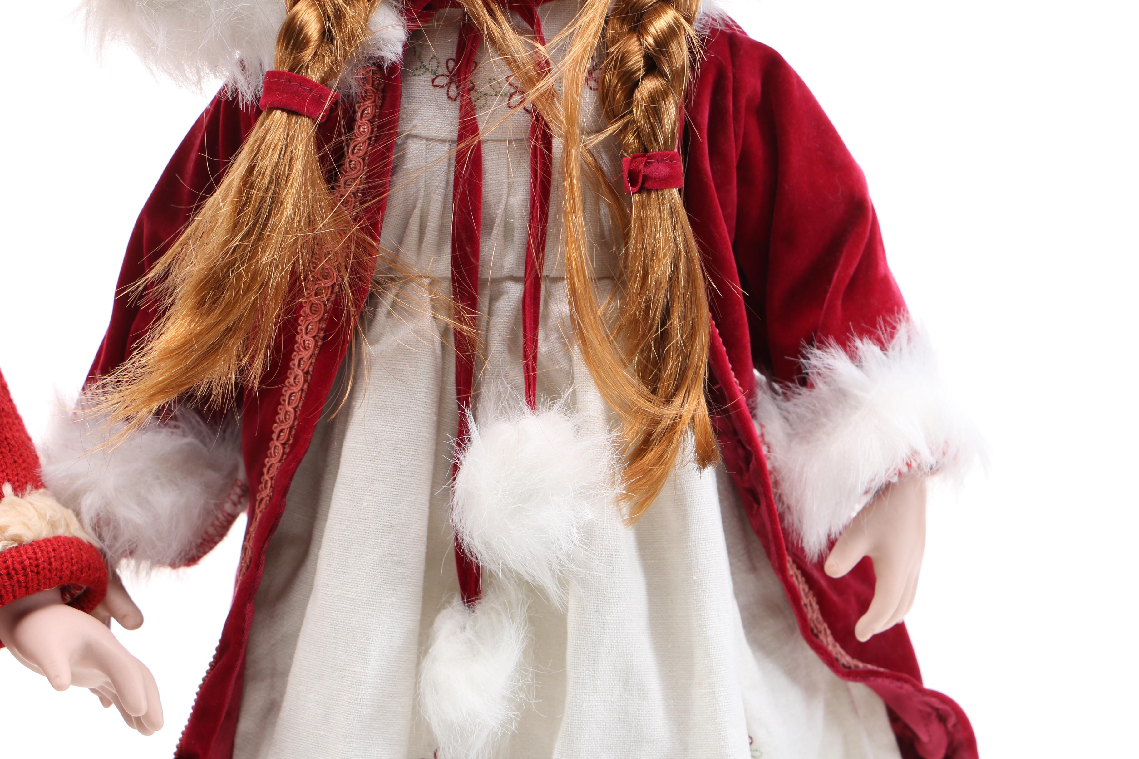 Pair of Porcelain Dolls in Seasonal Outfits
