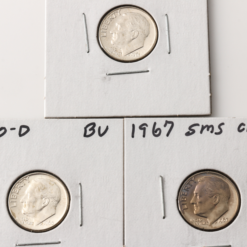 Group of (9) Roosevelt dimes 1955-1967