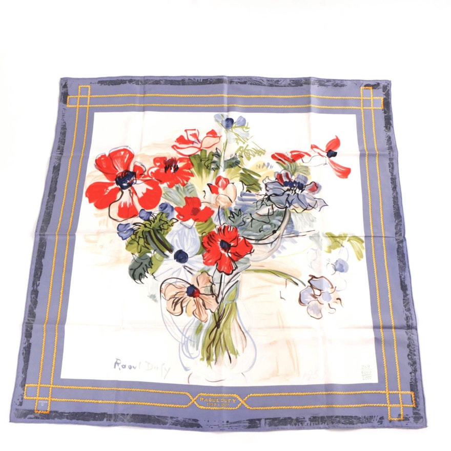 Spadem Limited Edition Silk Handkerchief After Raoul Dufy "Anémones"