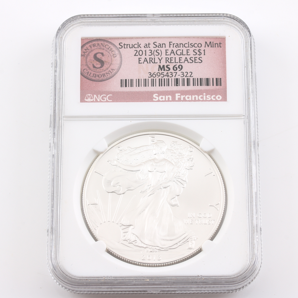 Graded MS 69 (by NGC) Early Release 2013-S Silver Eagle Dollar