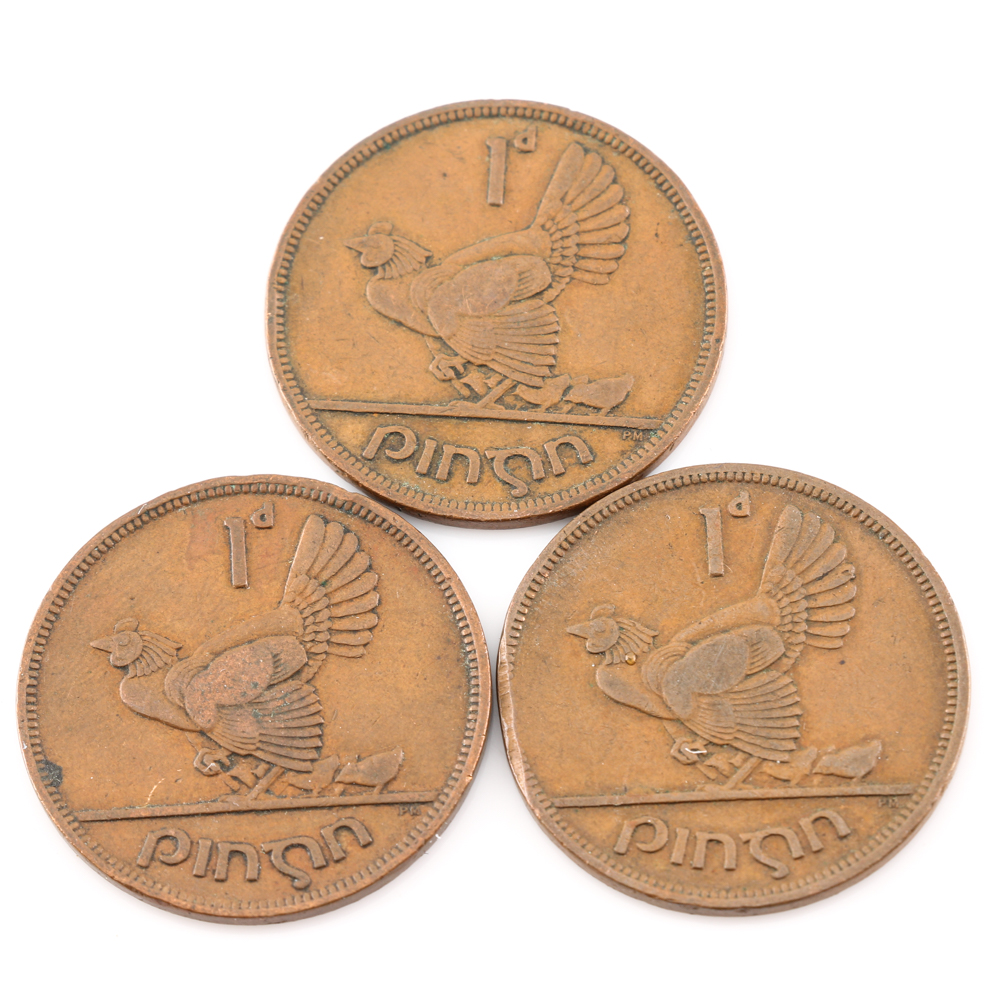 Group of (15) Pennies From Great Britain and Ireland 1940-1967