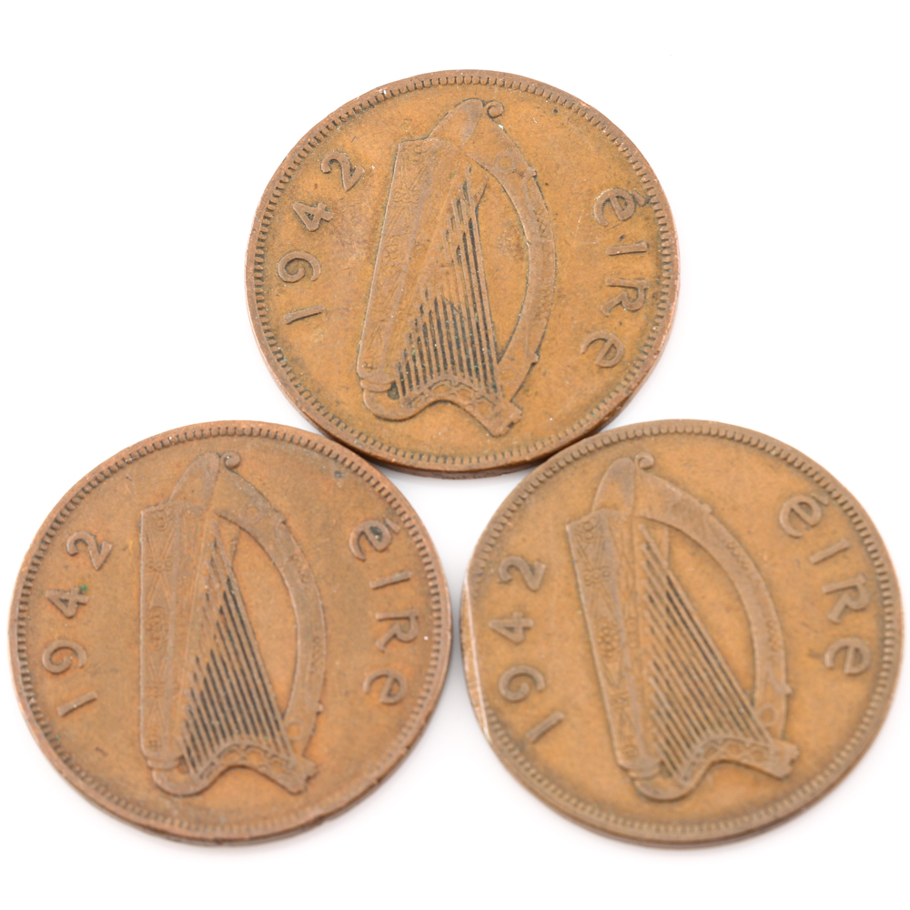 Group of (15) Pennies From Great Britain and Ireland 1940-1967