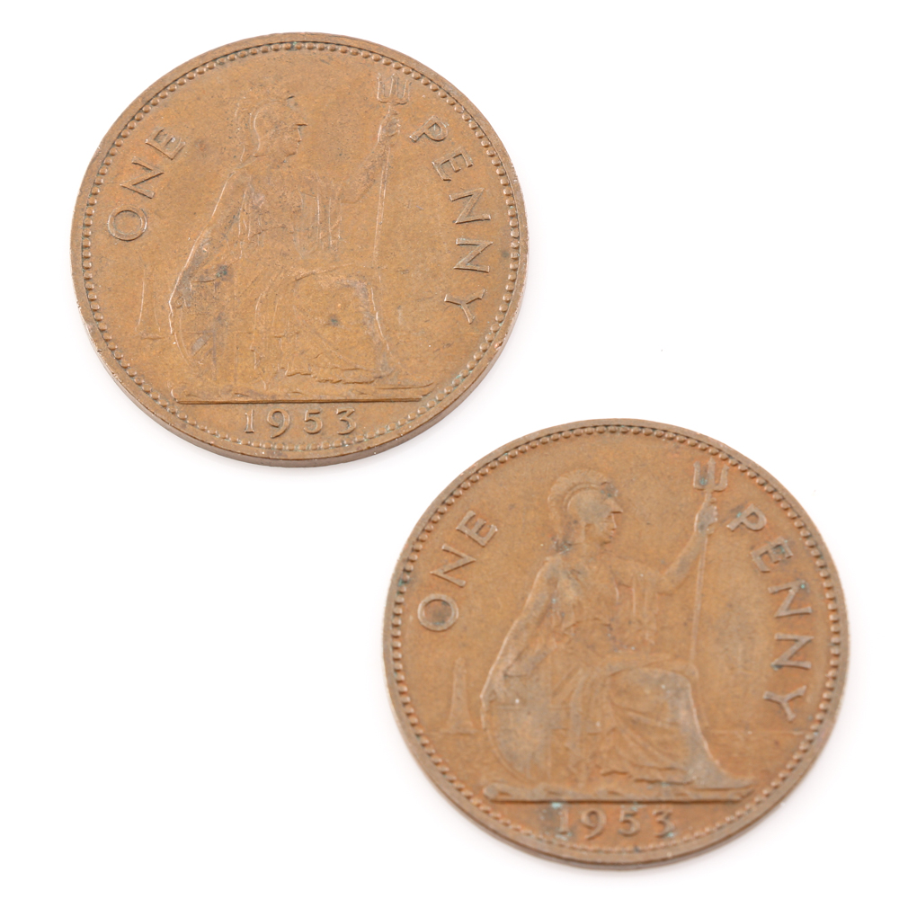 Group of (15) Pennies From Great Britain and Ireland 1940-1967