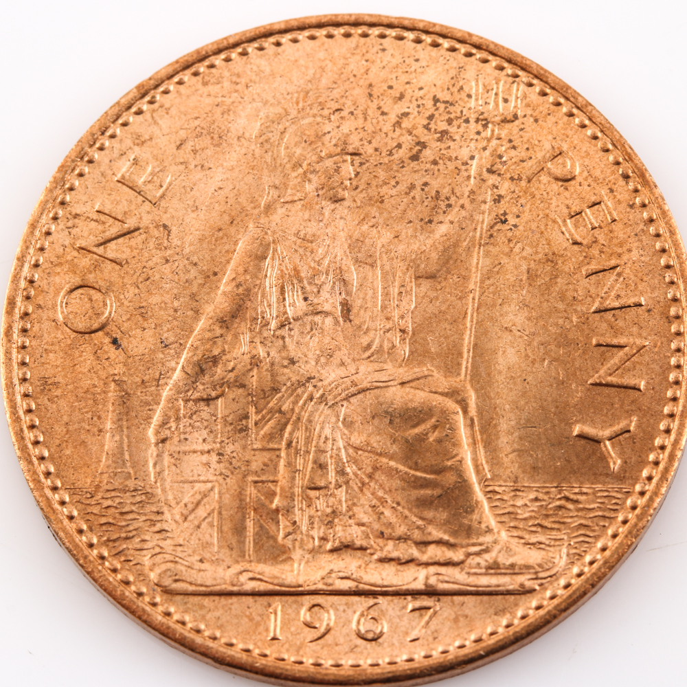 Group of (15) Pennies From Great Britain and Ireland 1940-1967