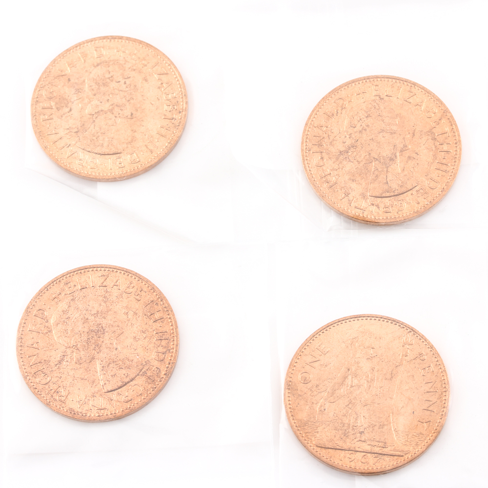 Group of (15) Pennies From Great Britain and Ireland 1940-1967