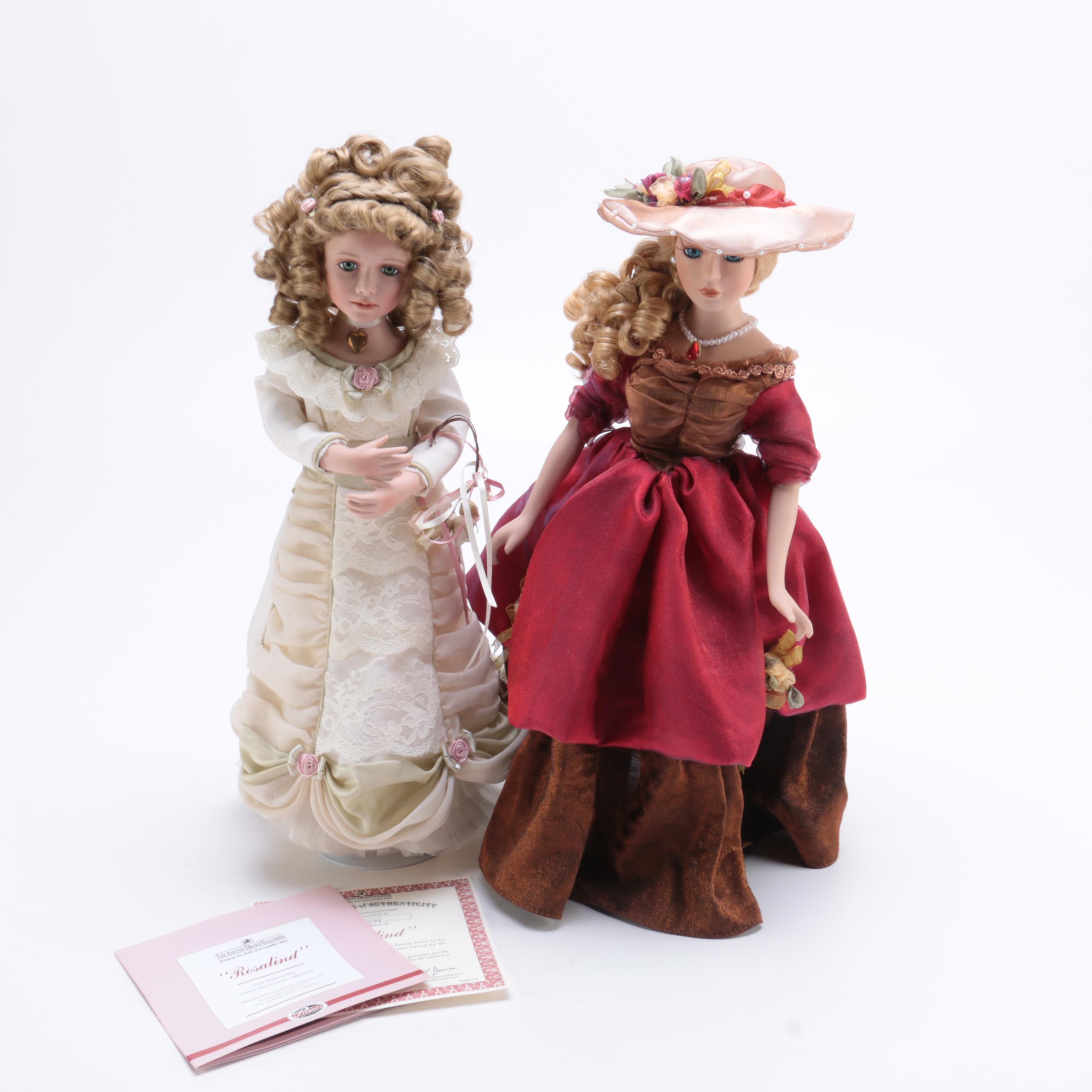 Pair of Victorian Style Porcelain Dolls