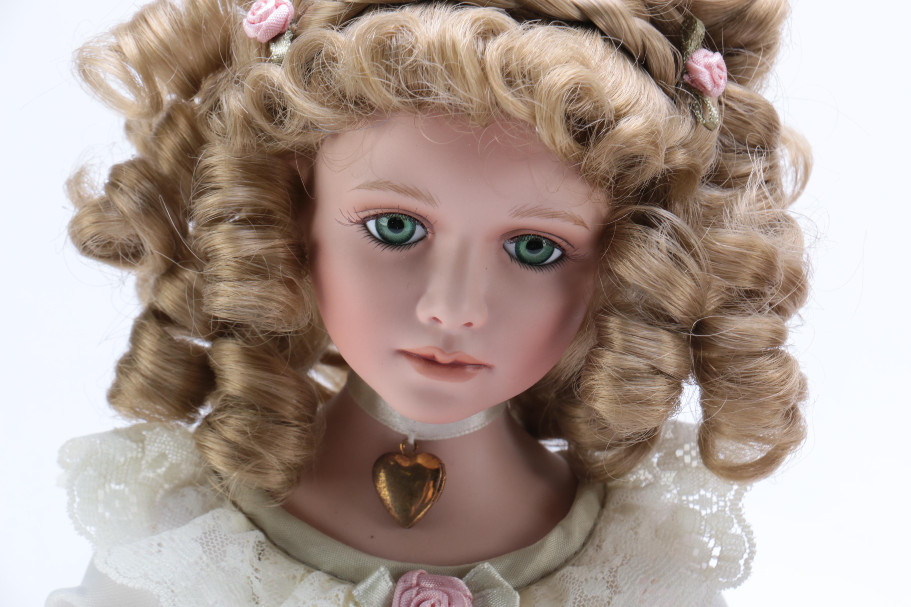 Pair of Victorian Style Porcelain Dolls