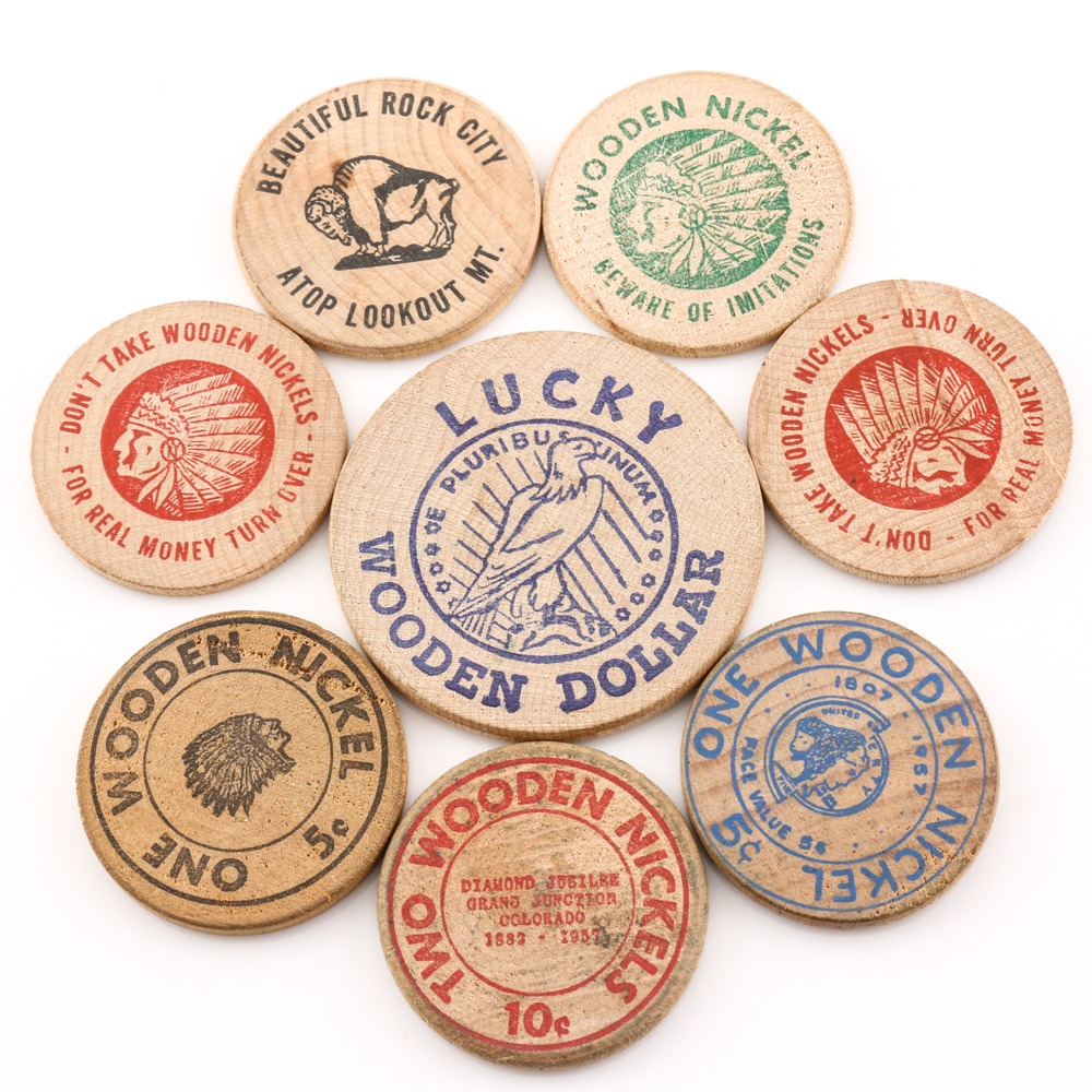 Assortment of Wooden Nickels