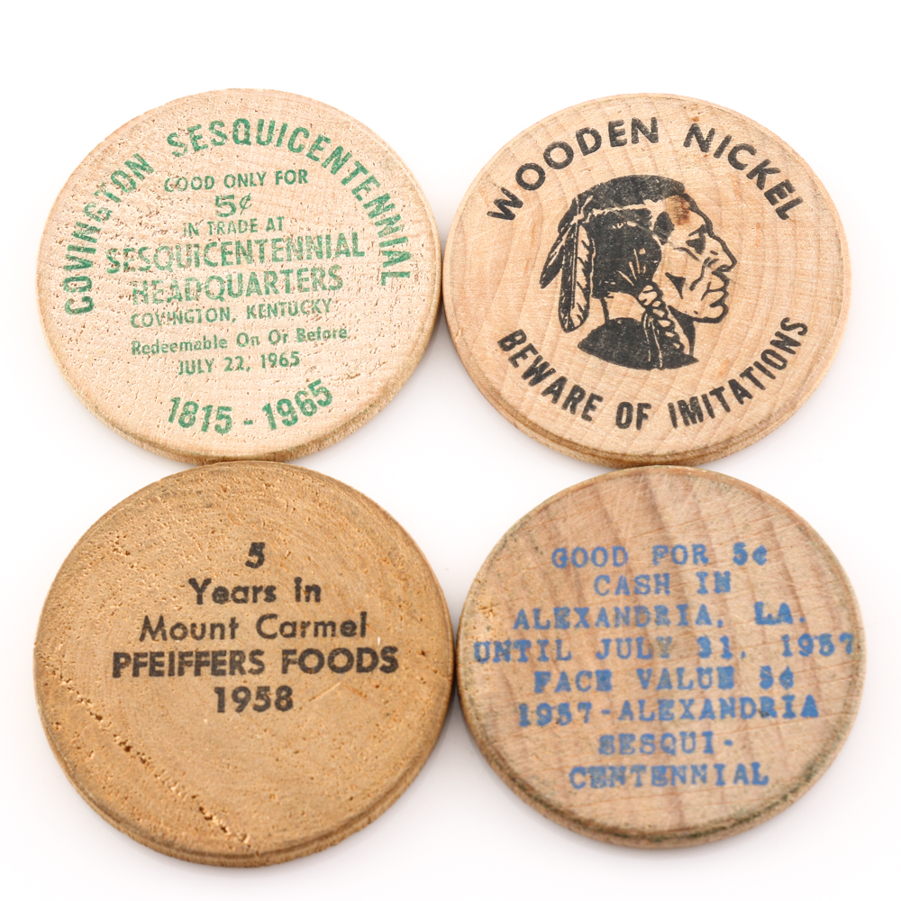 Assortment of Wooden Nickels