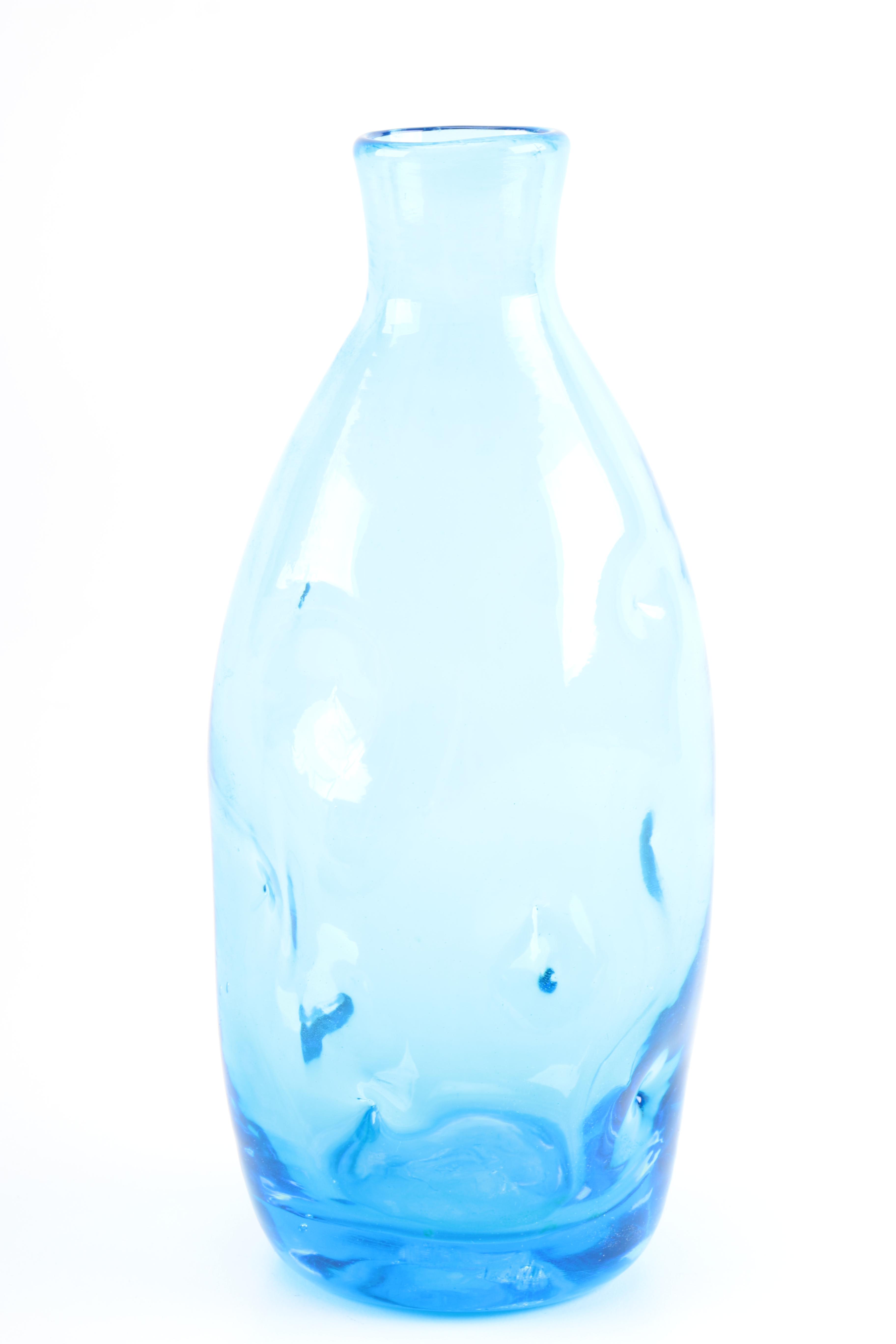 Handblown Blue Glass Vase