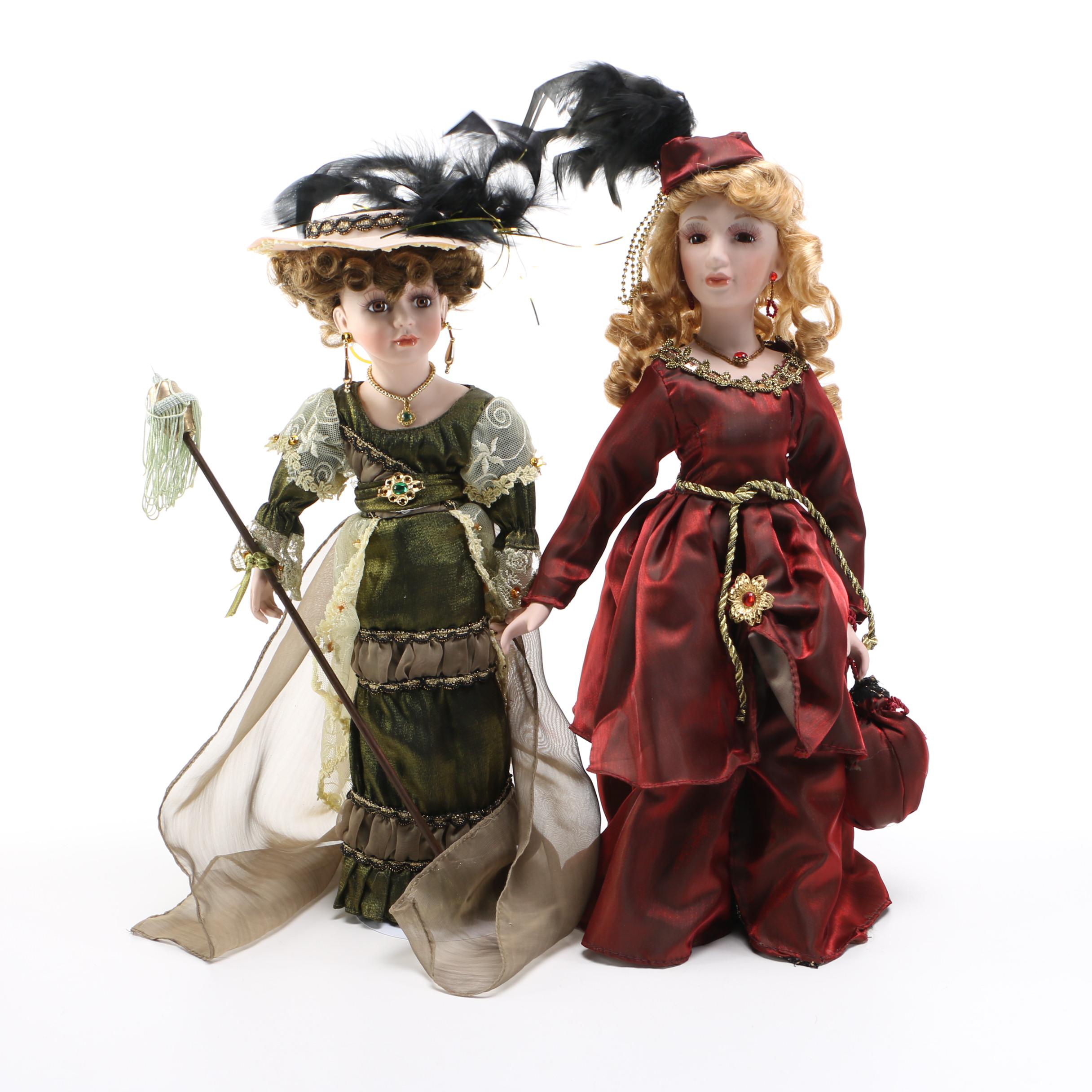 Pair of Victorian Era Themed Porcelain Dolls