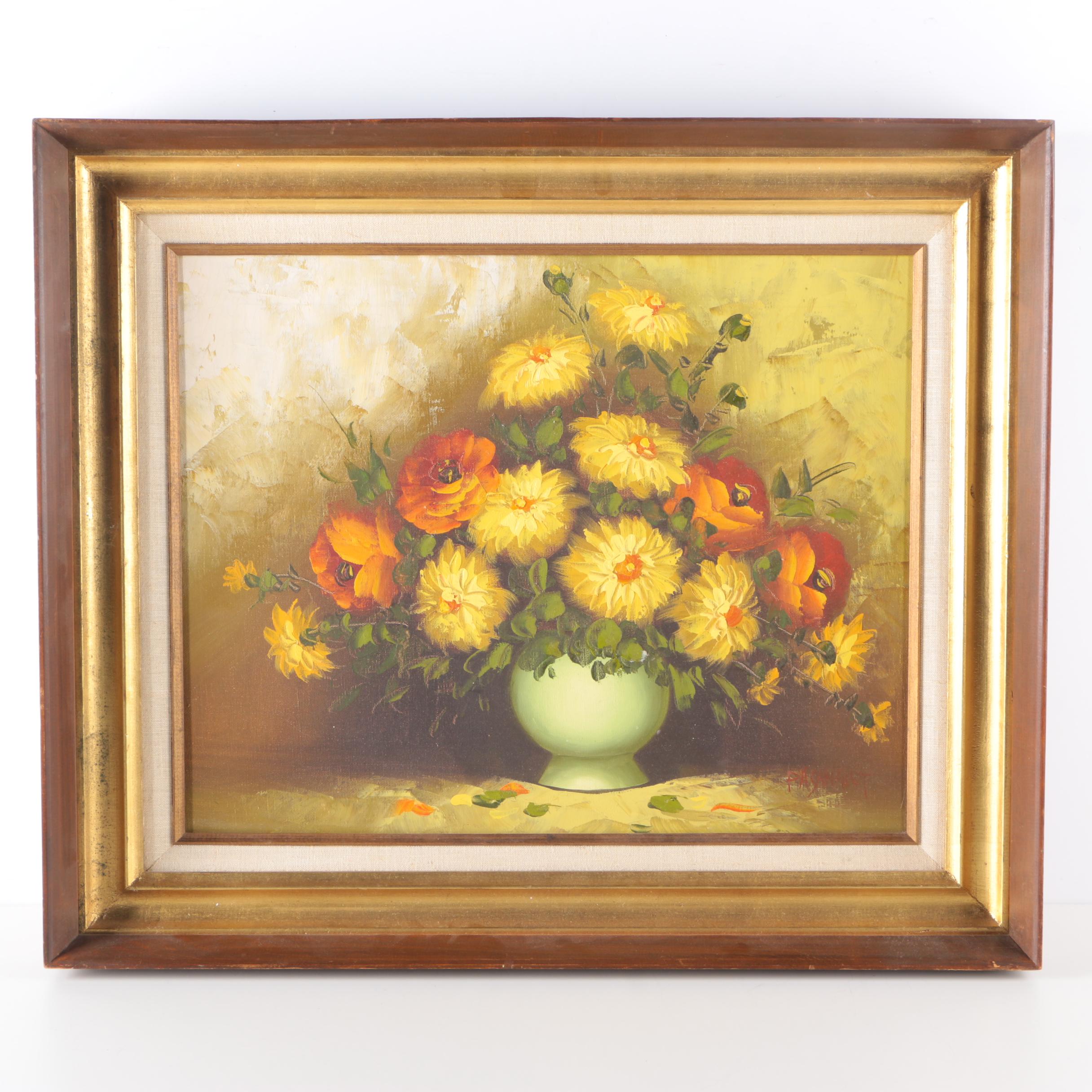 R. Pasanault Oil Painting on Canvas of Still Life