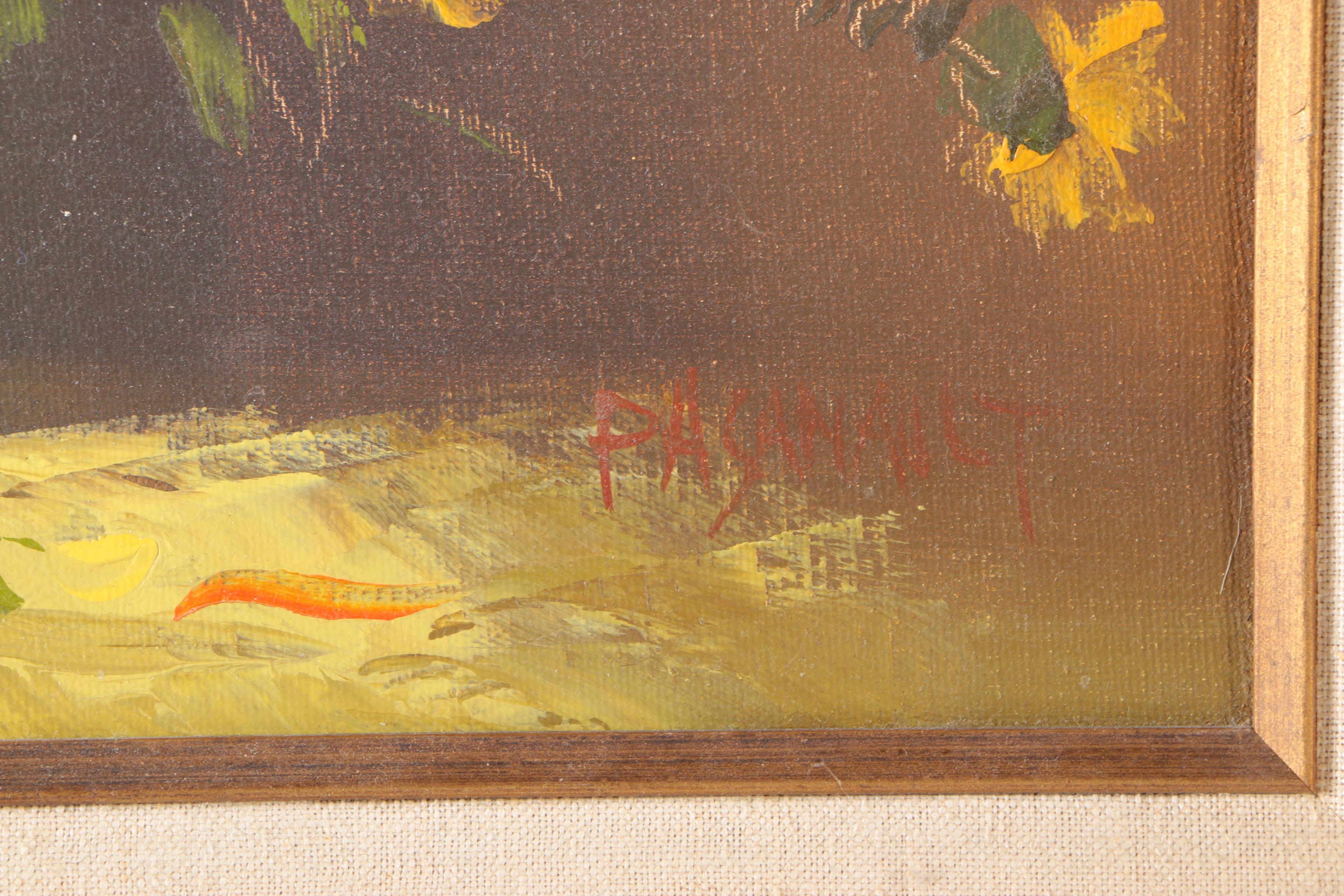 R. Pasanault Oil Painting on Canvas of Still Life