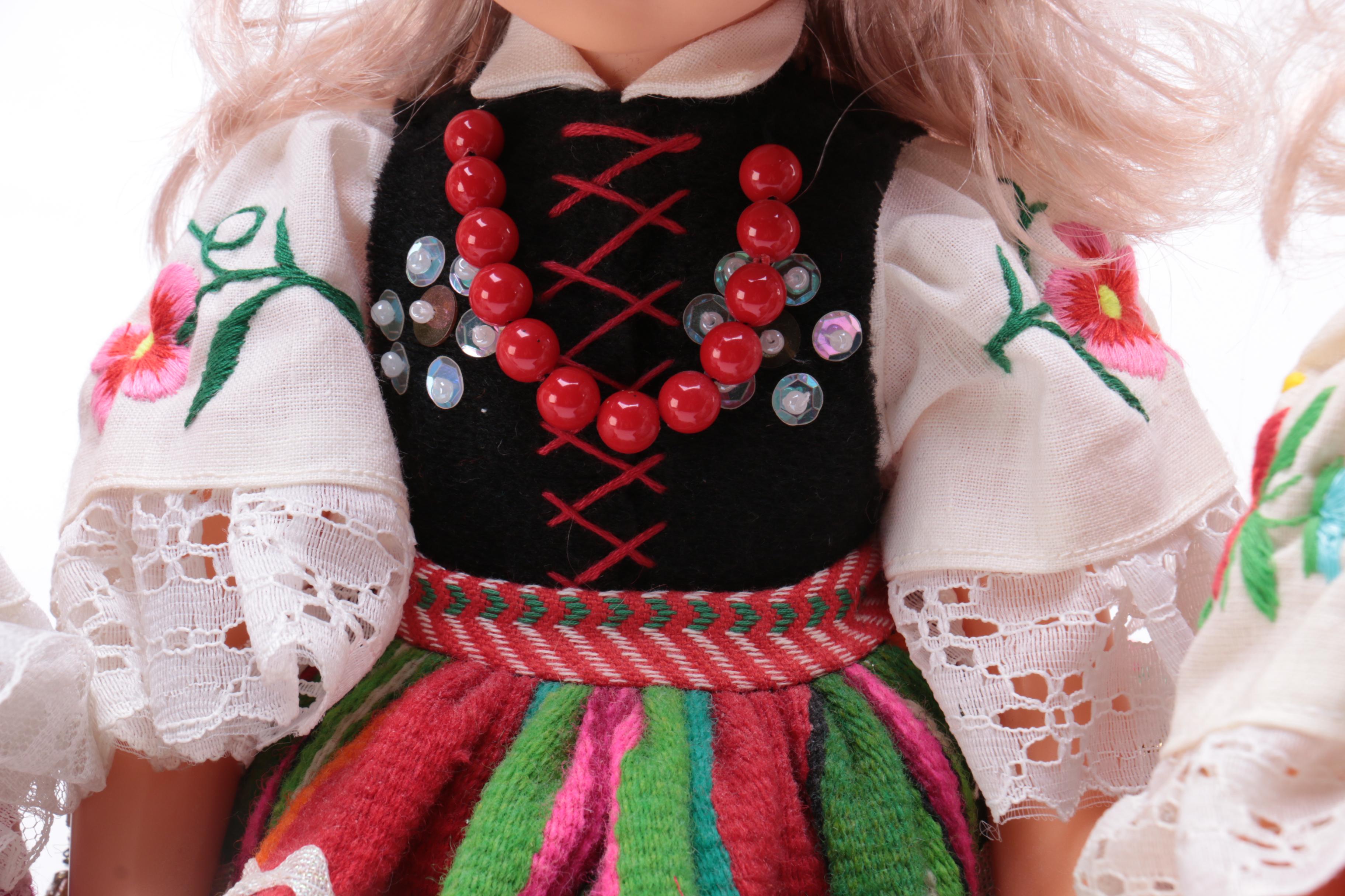 Four Polish Lowiczanka Dolls
