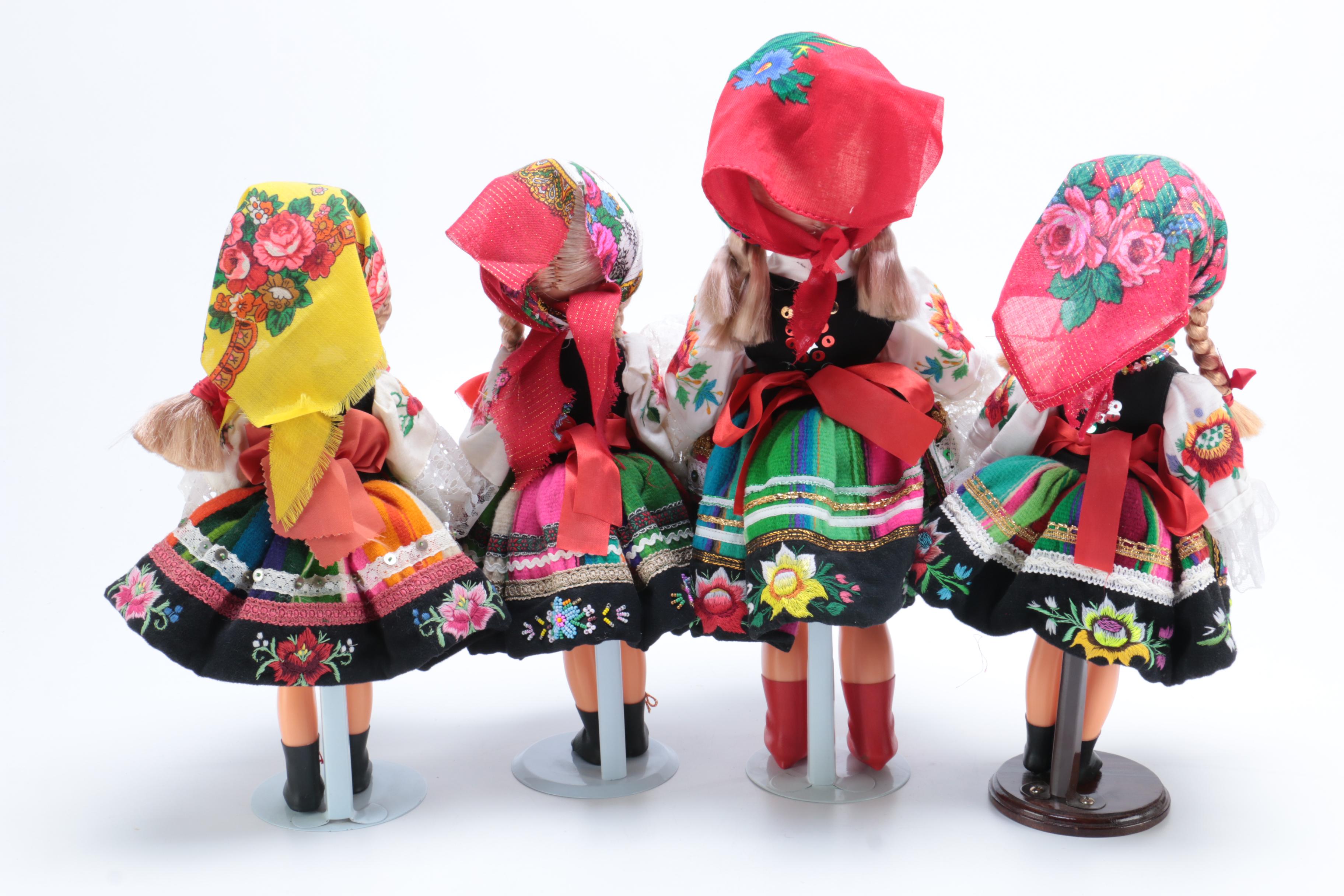 Collection of Four Polish Themed Dolls