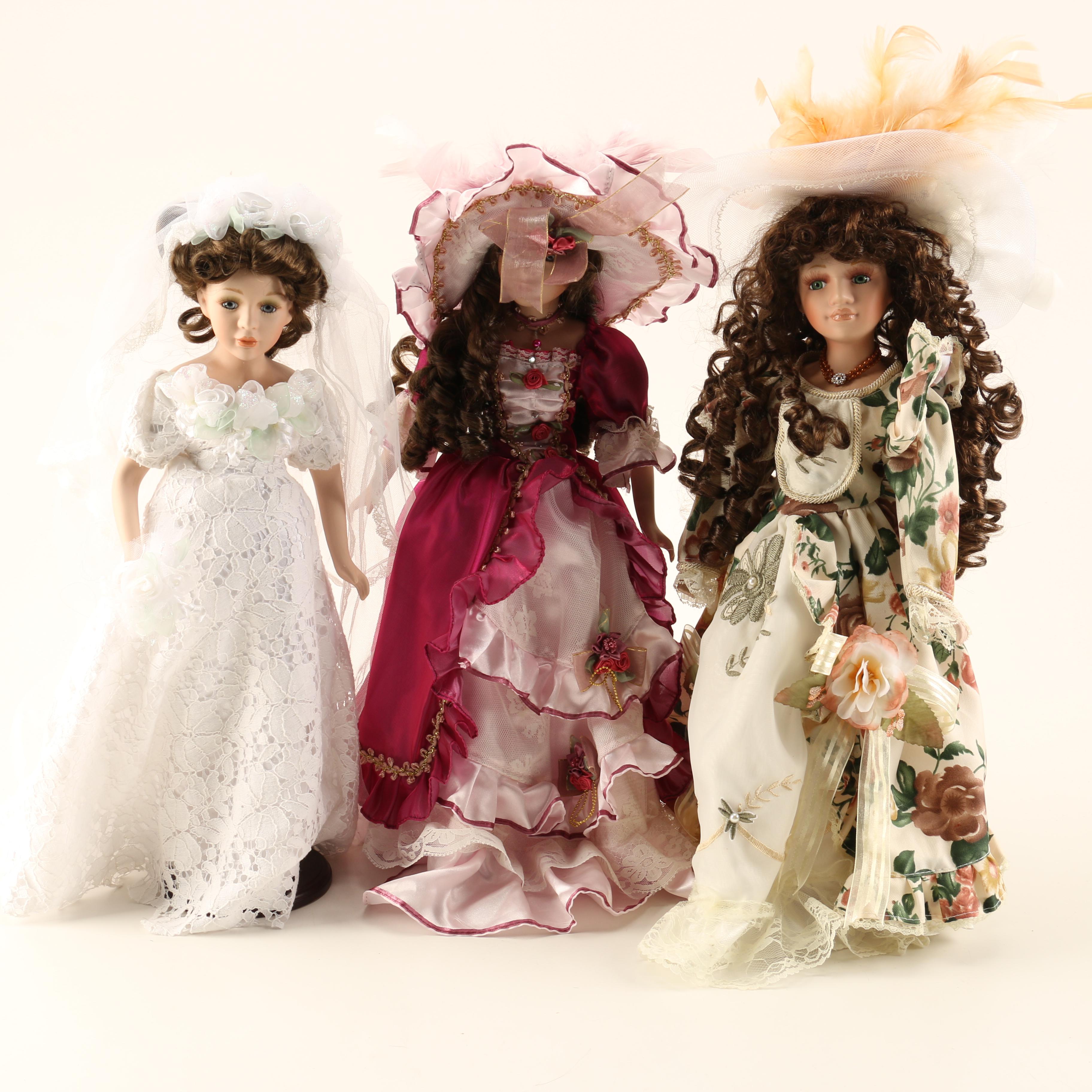 Collection of Three Porcelain Dolls