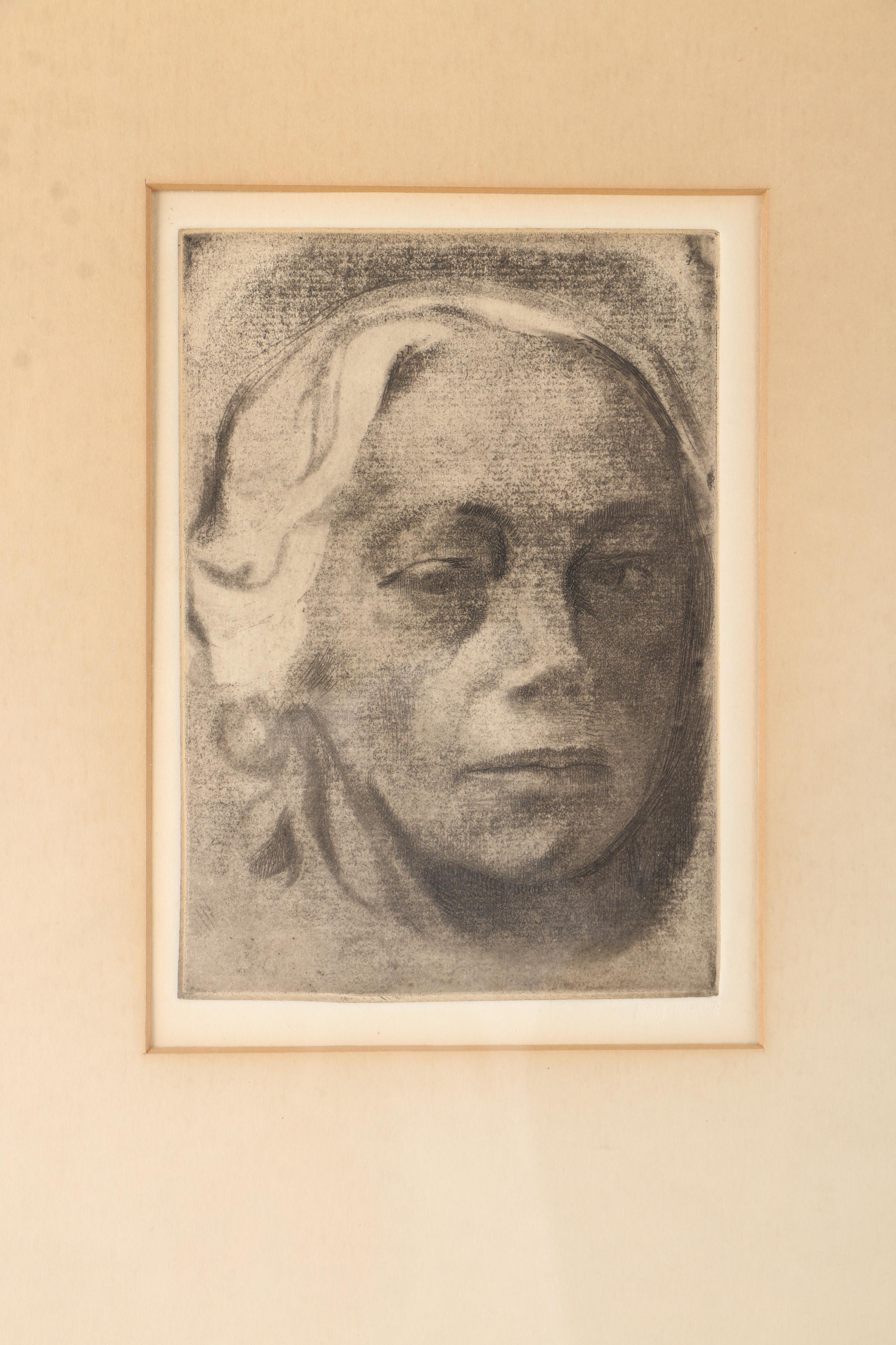 Restrike of Käthe Kollwitz Self Portrait